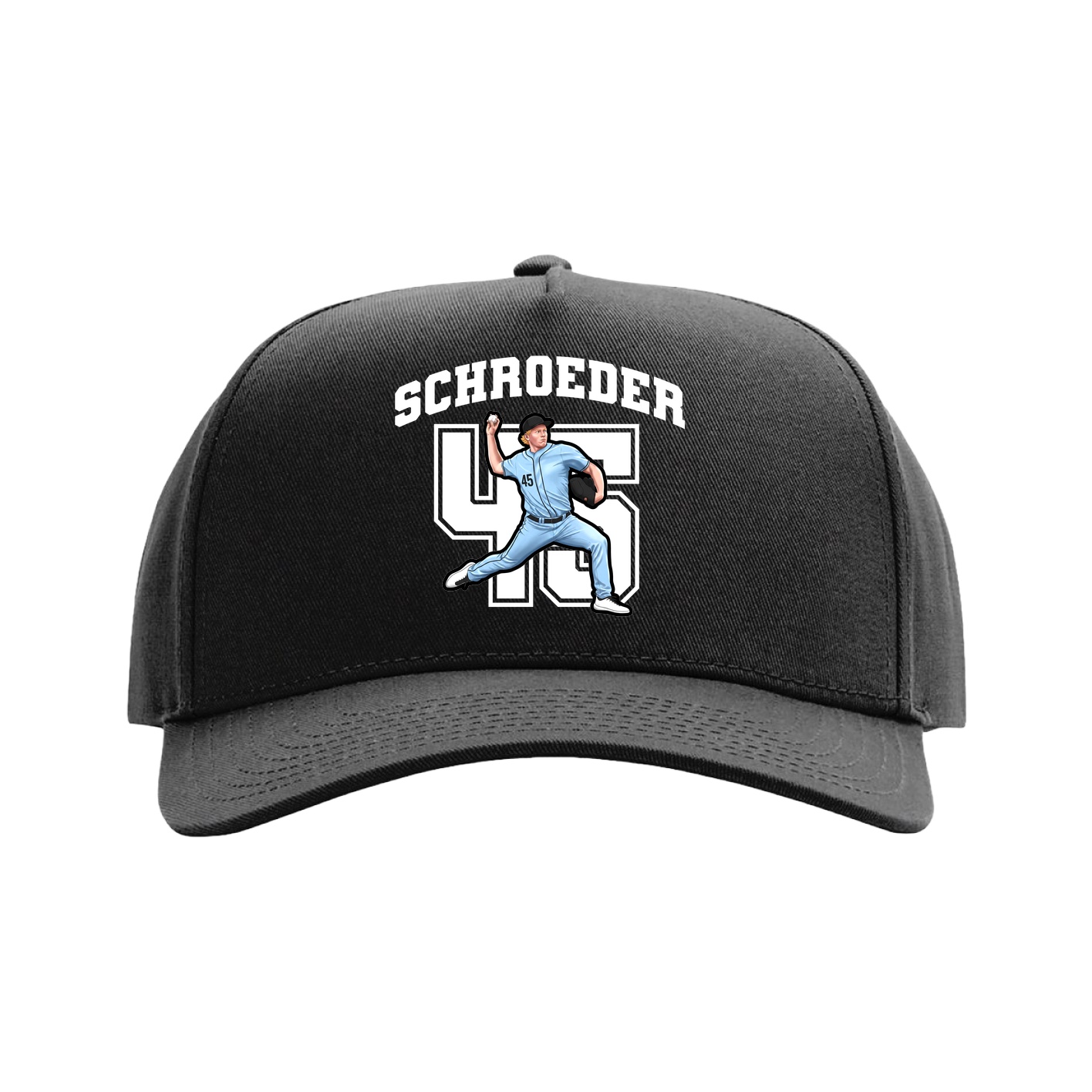 Full Fabric Five-Panel Champ Cap — Number in Black