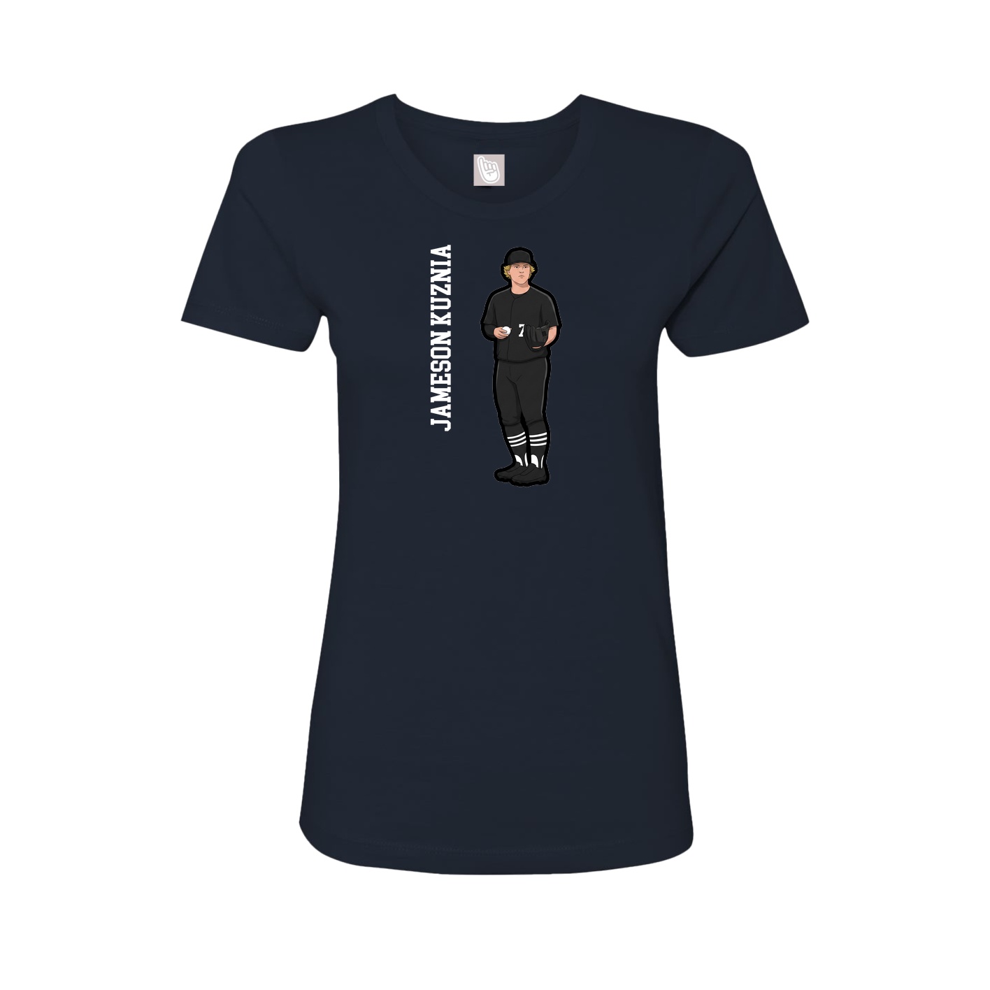 Fitted Women's Tee — Name Vertical in Navy