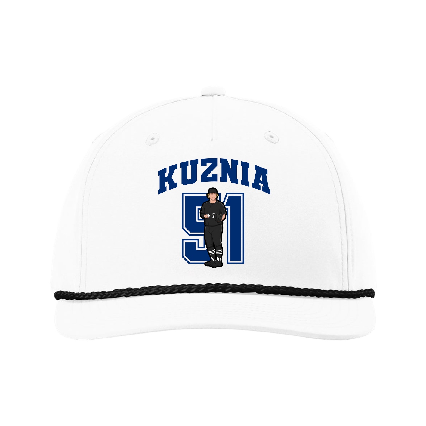 Five-Panel Classic Rope Cap — Number in White
