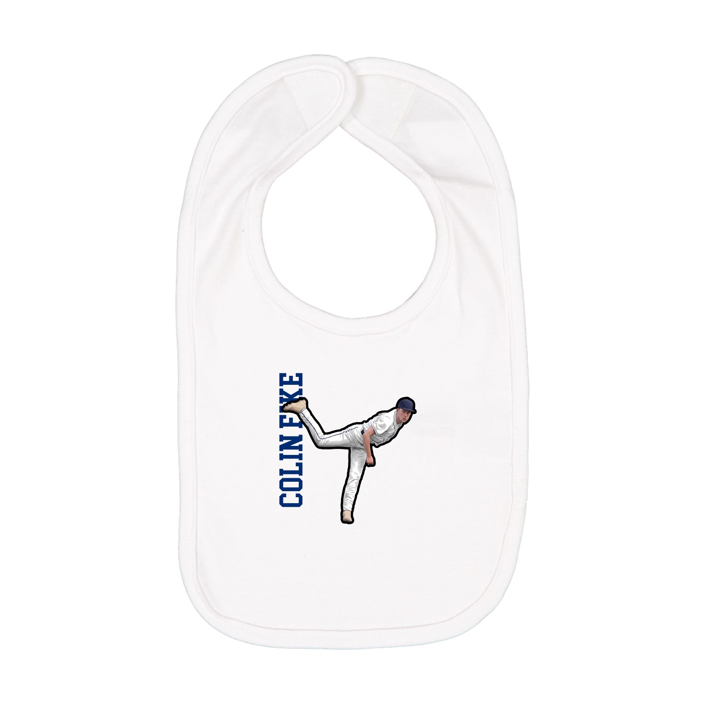 Infant Bib — Name Vertical in White