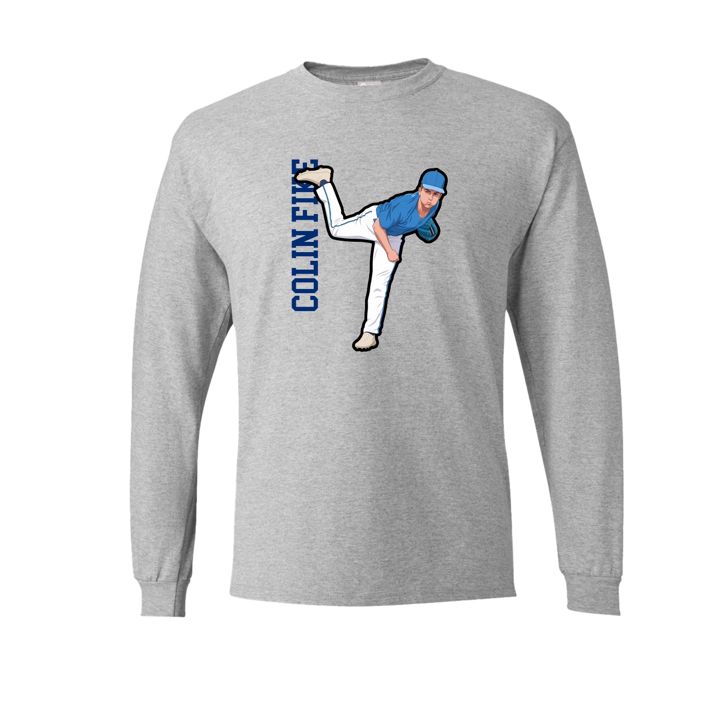 Long Sleeve Tee — Name Vertical in Grey