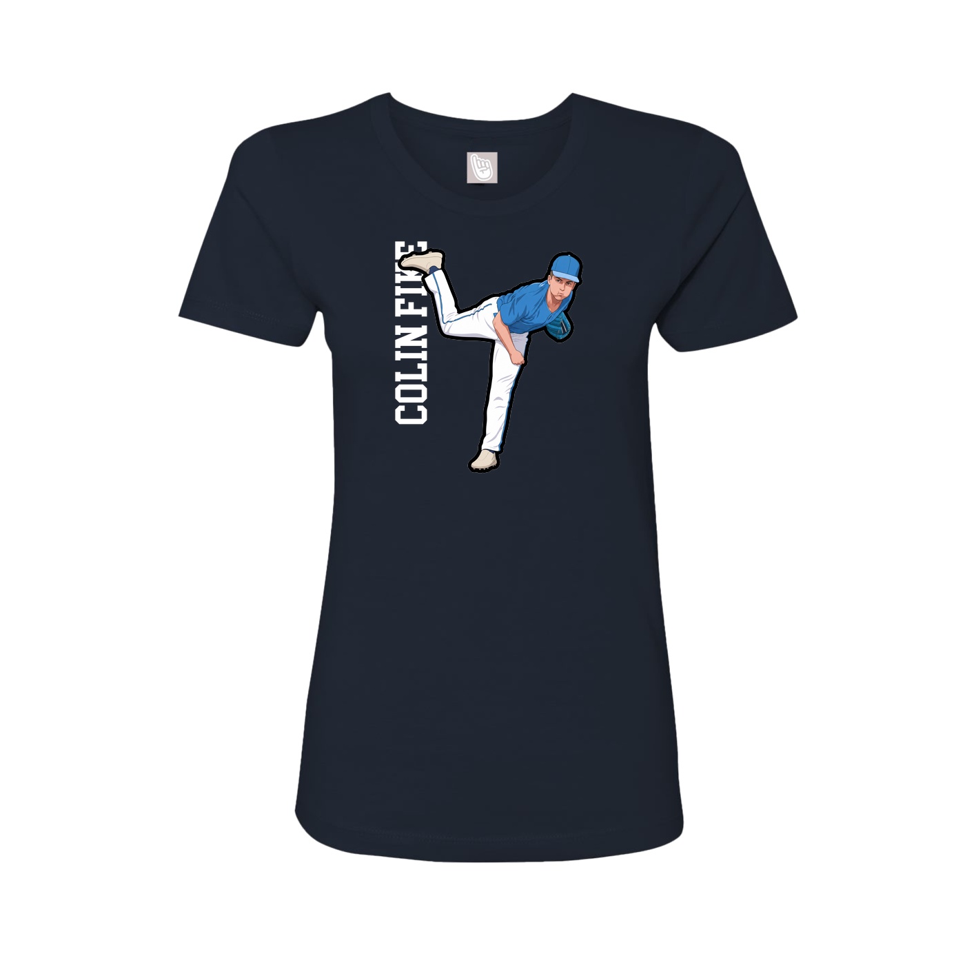 Fitted Women's Tee — Name Vertical in Navy