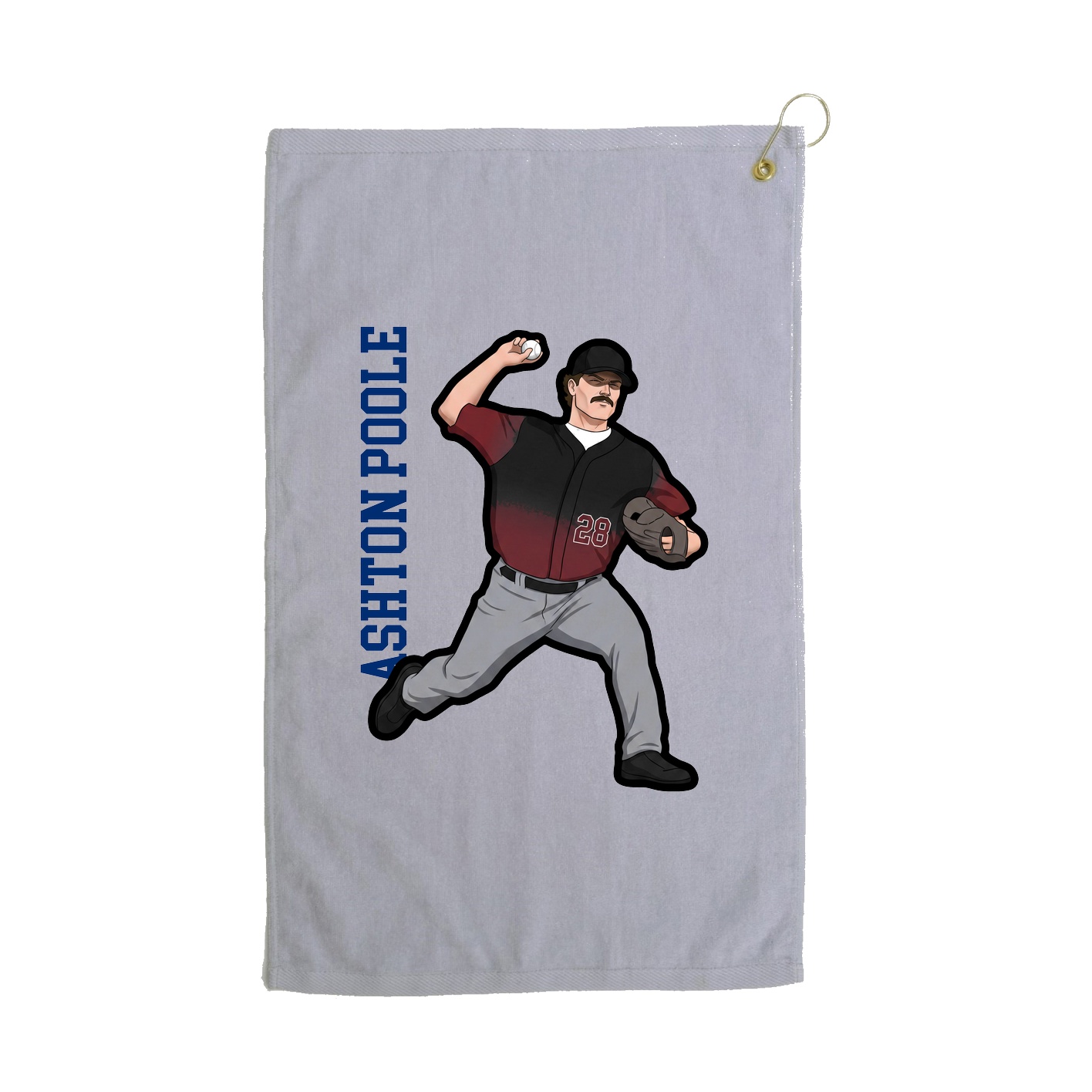 Golf Towel — Name Vertical in Grey