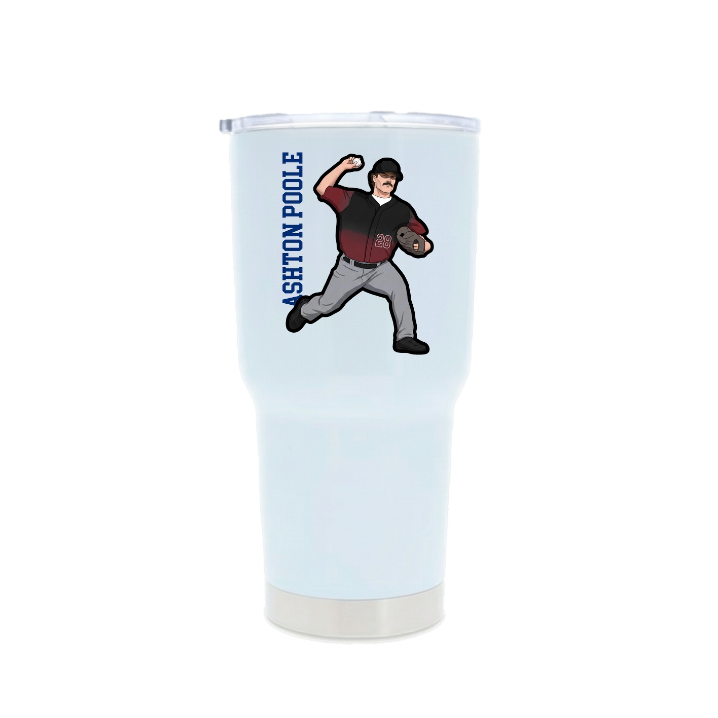 30oz Stainless Steel Tumbler — Name Vertical in White