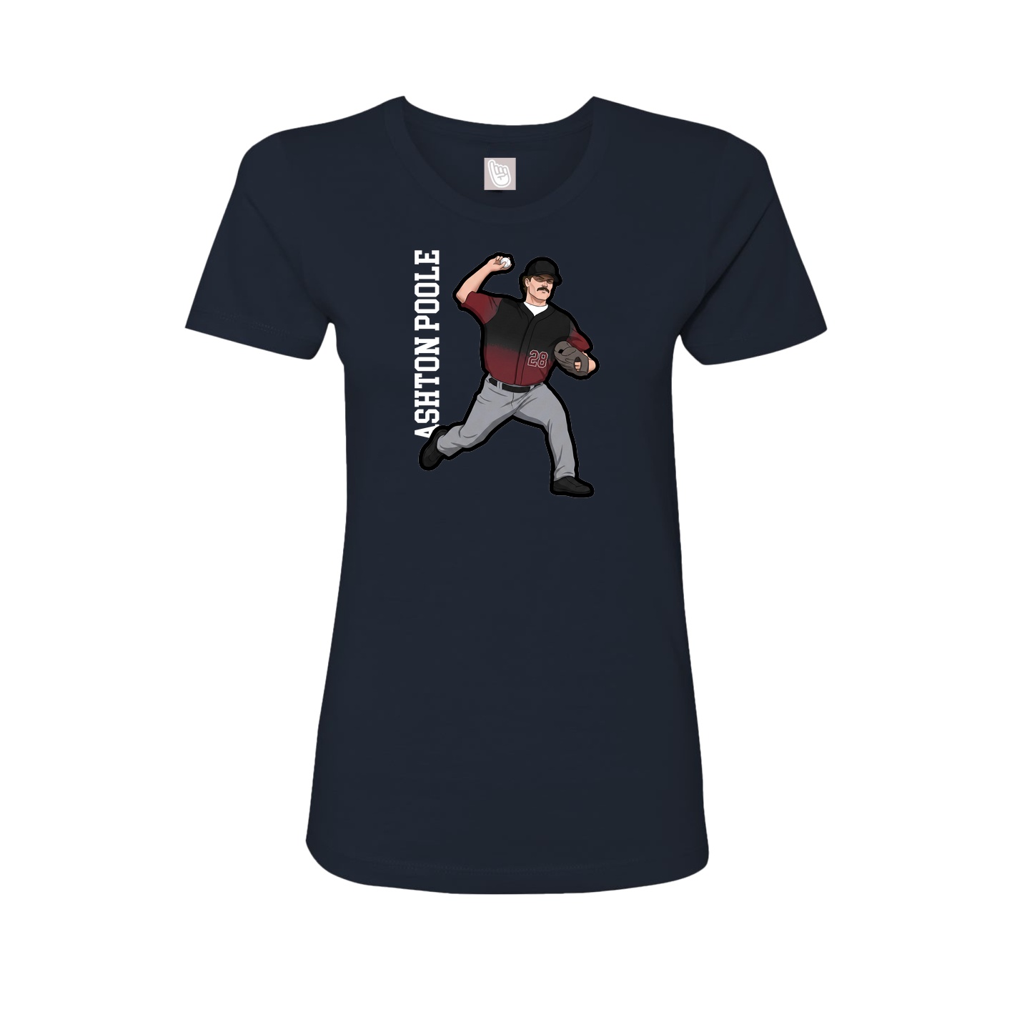 Fitted Women's Tee — Name Vertical in Navy