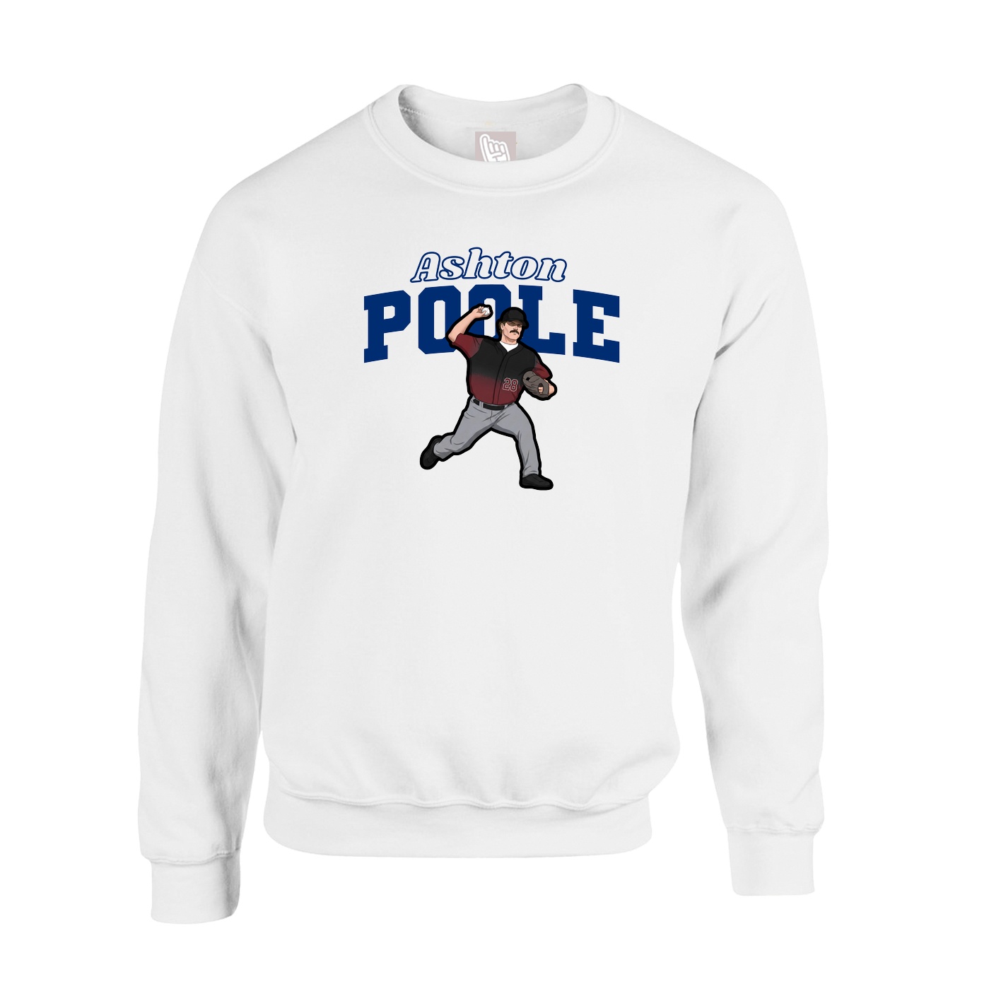 Fleece Crew — Name Arch in White