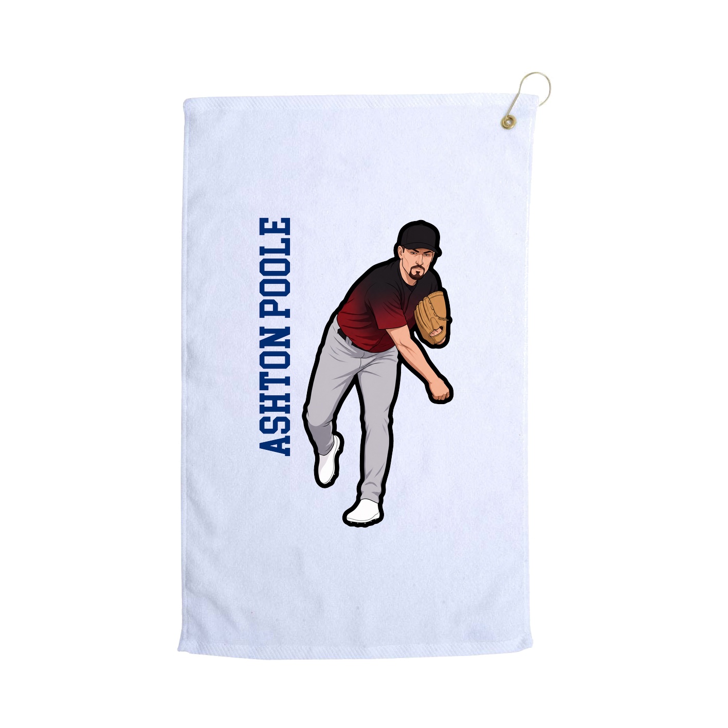 Golf Towel — Name Vertical in White