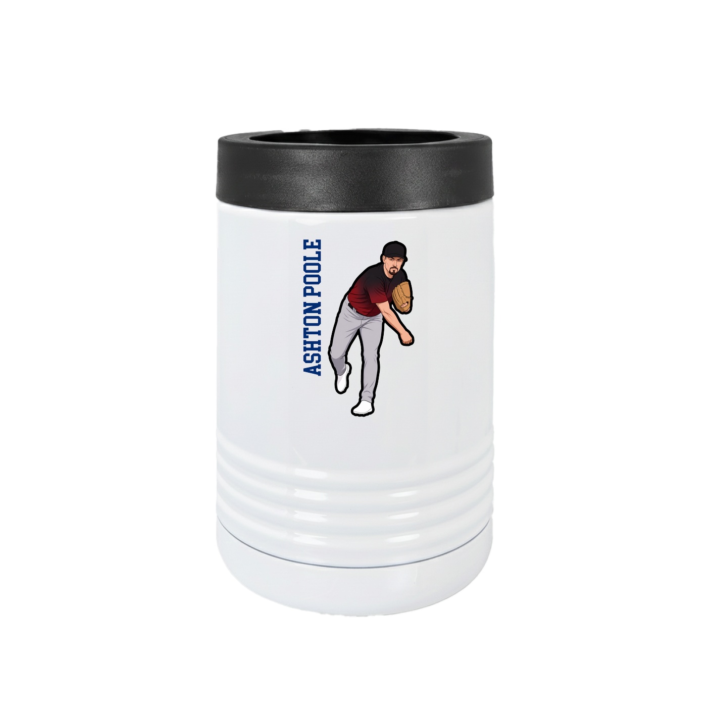 Beverage Holder — Name Vertical in White