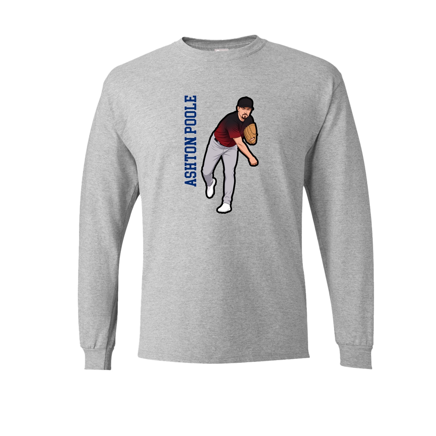 Long Sleeve Tee — Name Vertical in Grey