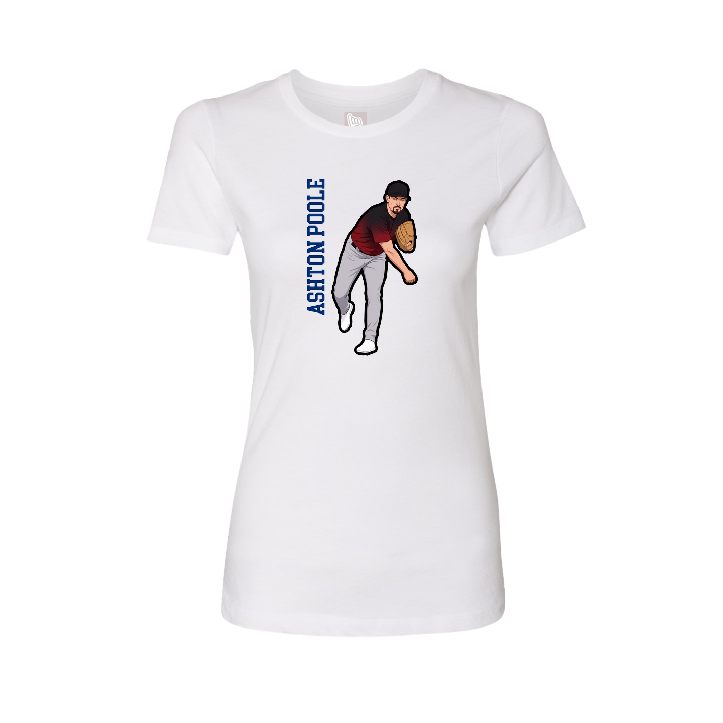 Fitted Women's Tee — Name Vertical in White