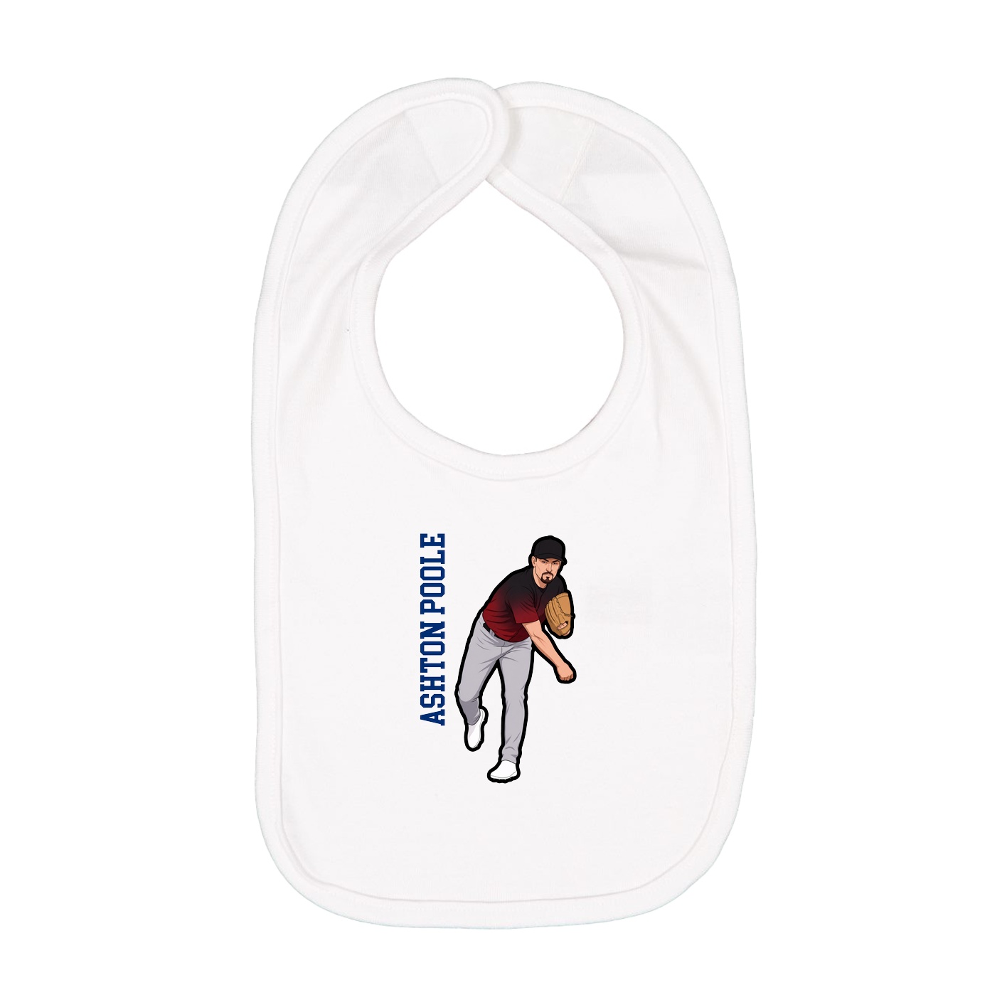 Infant Bib — Name Vertical in White