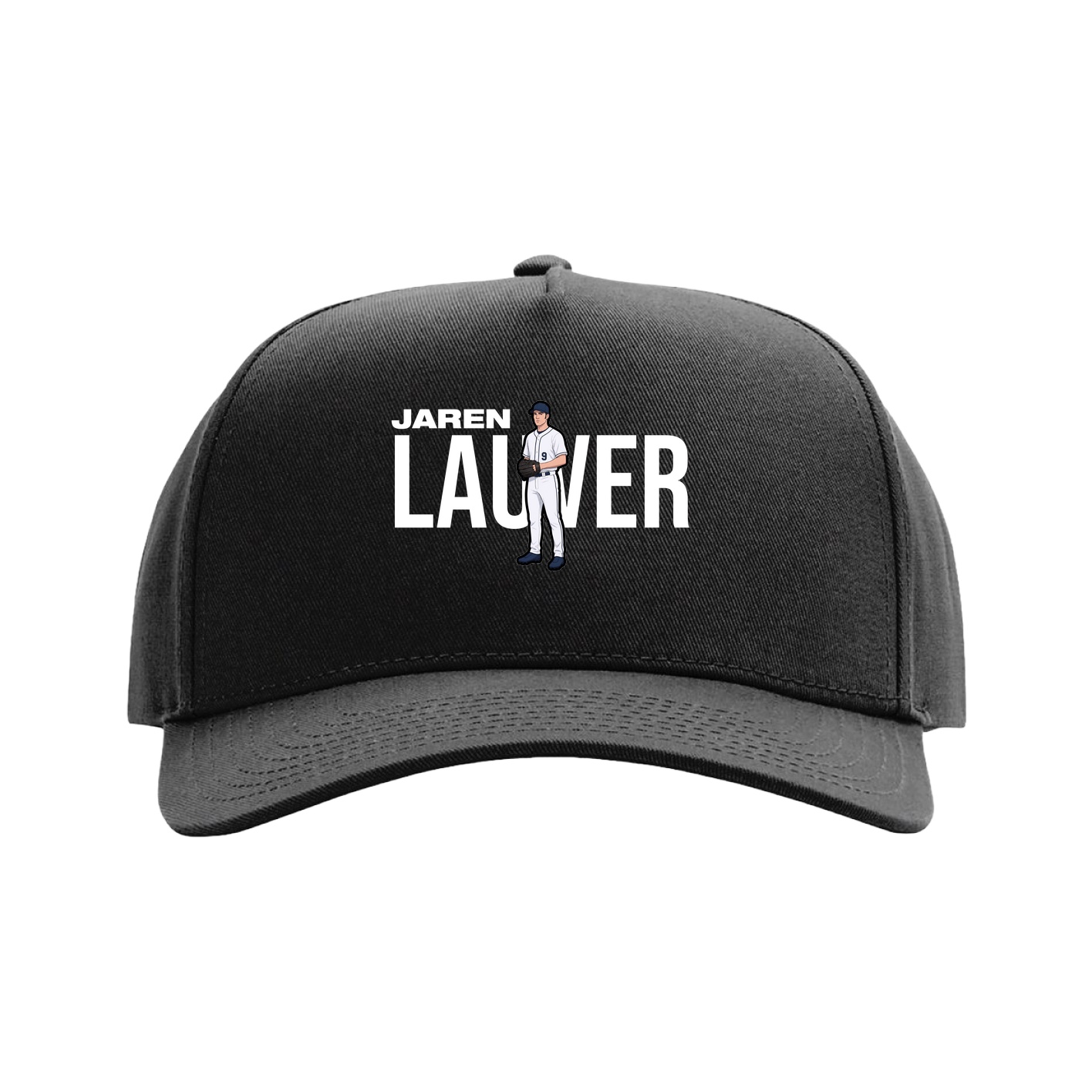 Full Fabric Five-Panel Champ Cap — Player Name in Black