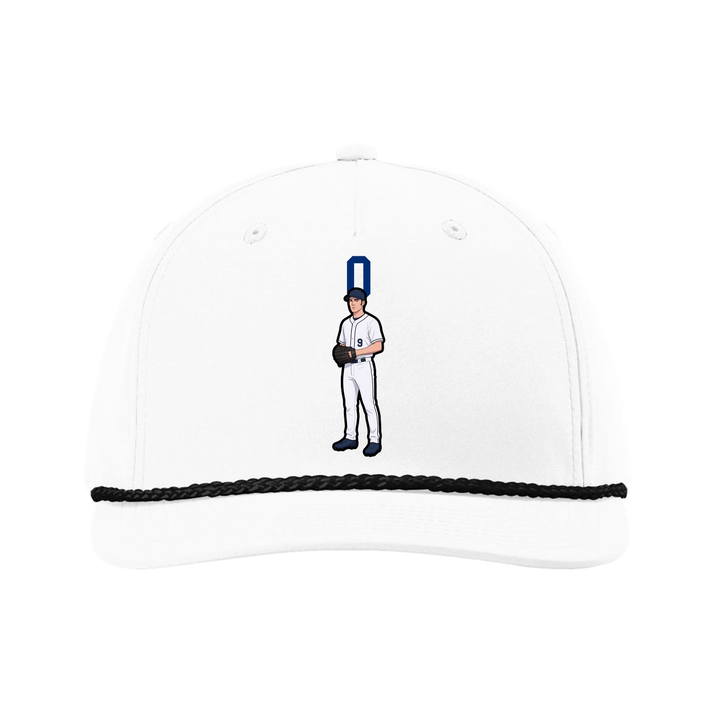 Five-Panel Classic Rope Cap — Number Top in White