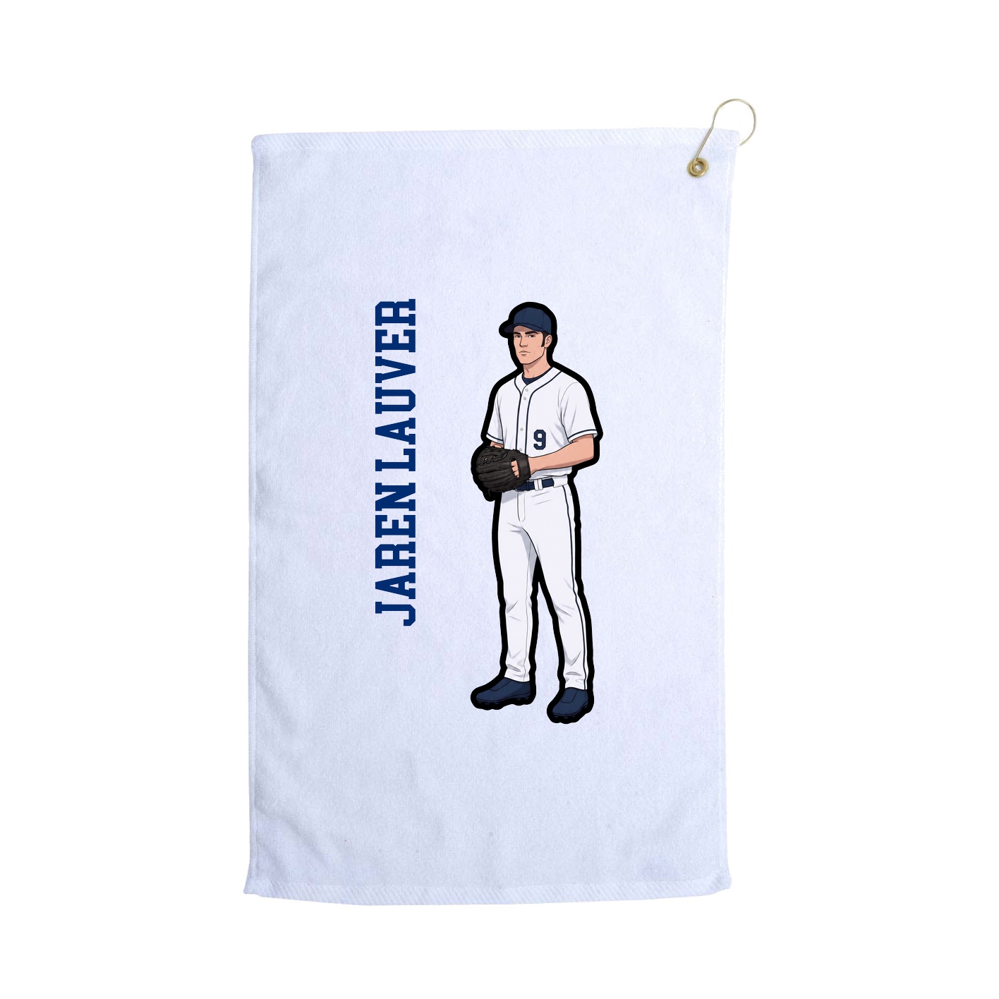Golf Towel — Name Vertical in White