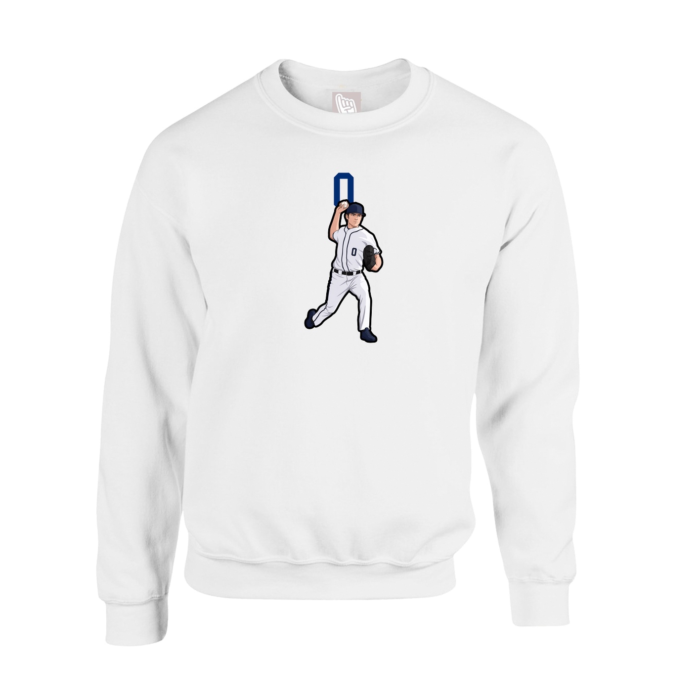 Fleece Crew — Number Top in White
