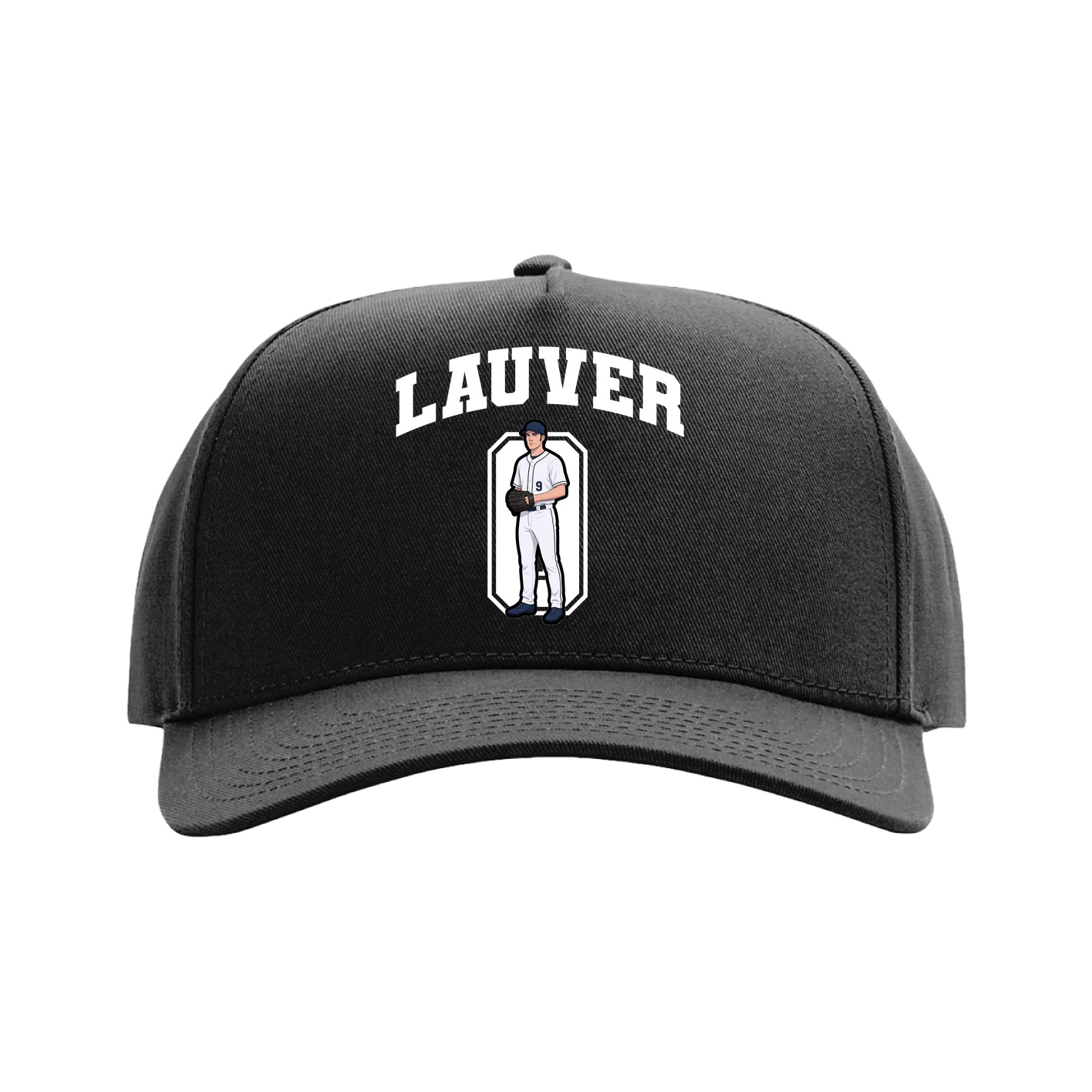 Full Fabric Five-Panel Champ Cap — Number in Black