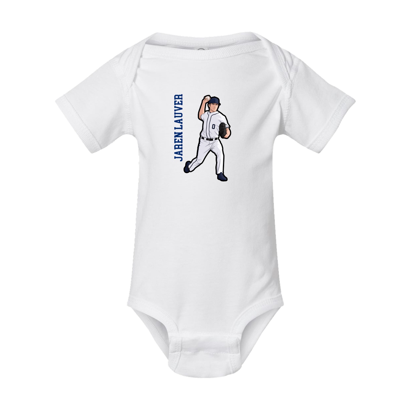 Baby Onesie — Name Vertical in White