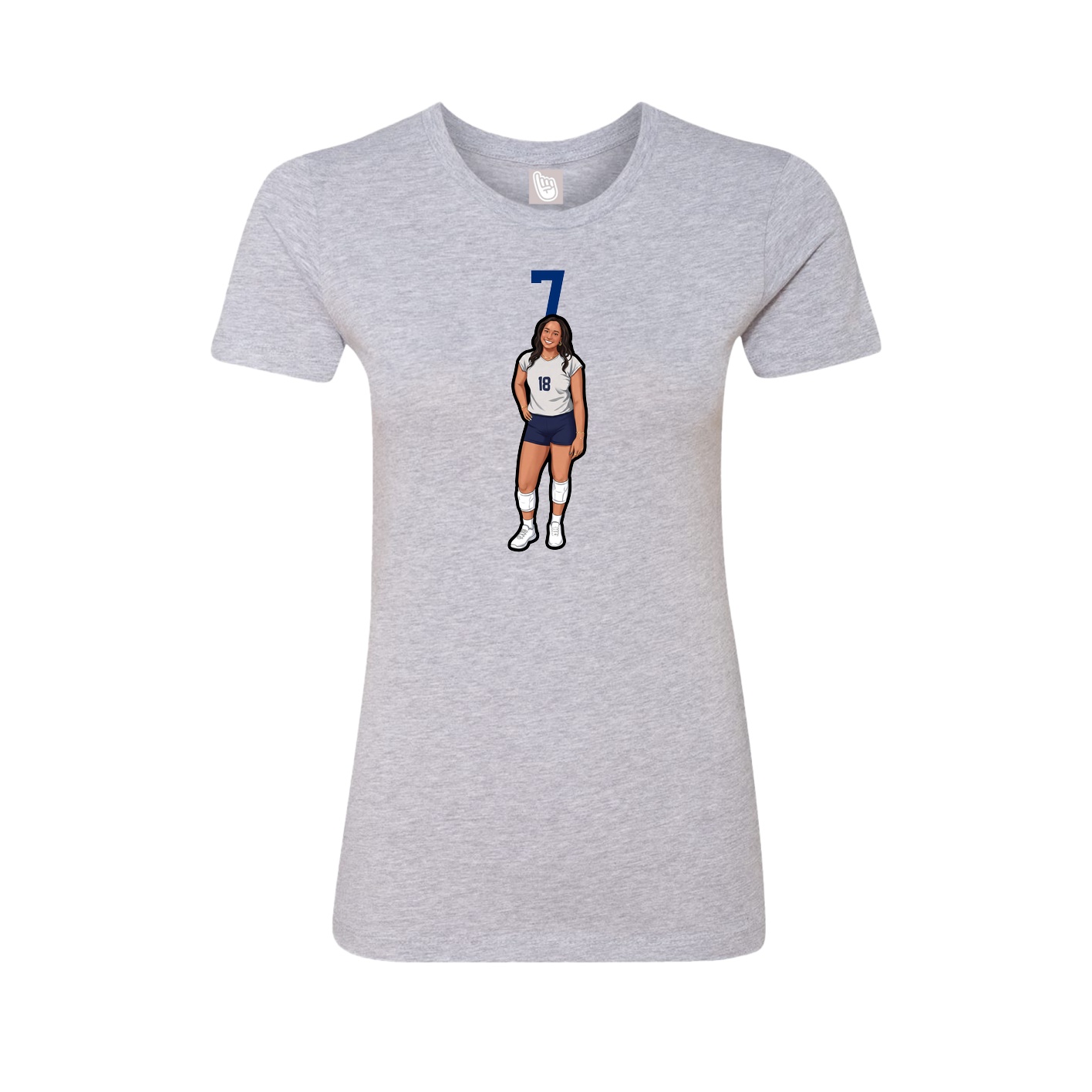 Fitted Women's Tee — Number Top in Grey