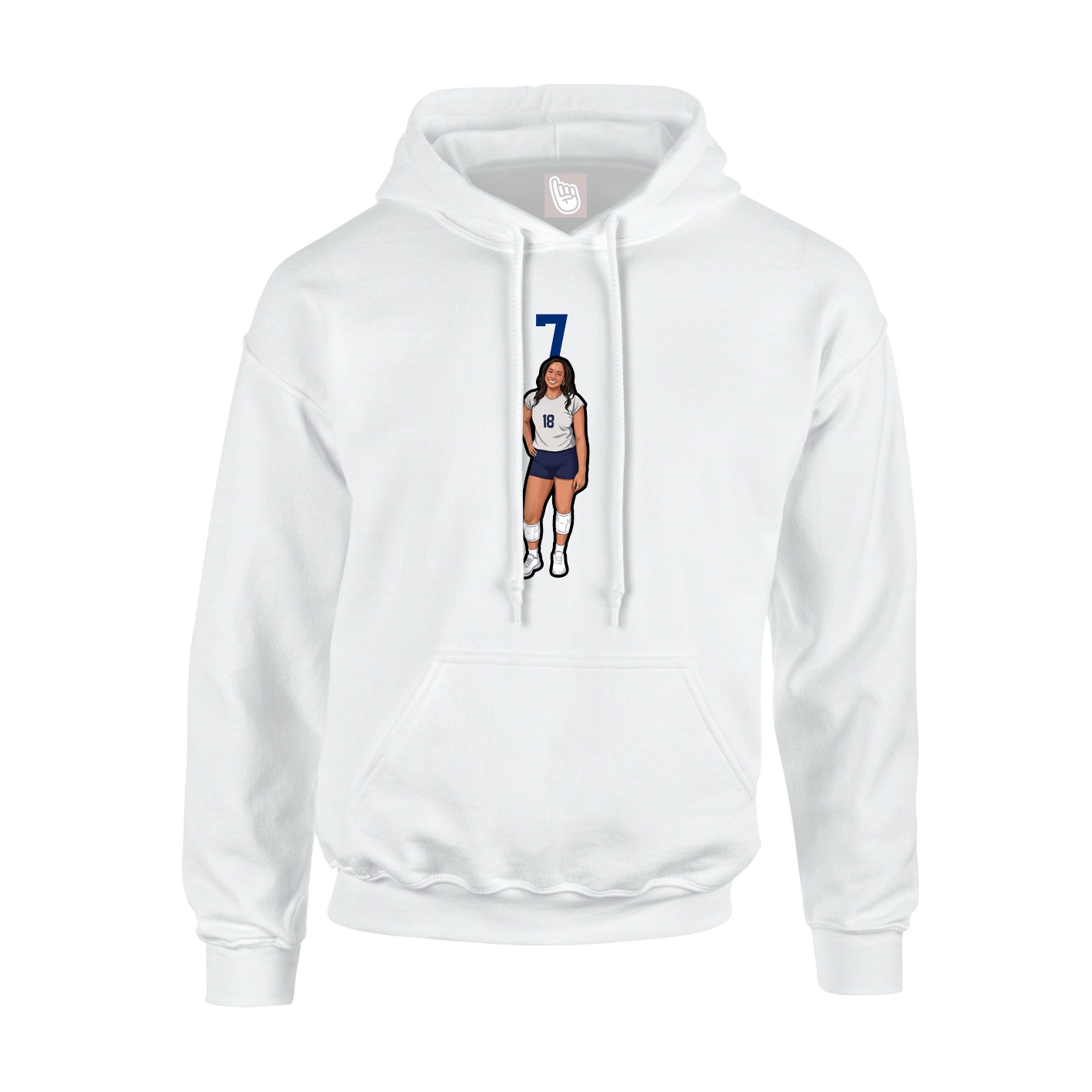 Youth Hoodie — Number Top in White