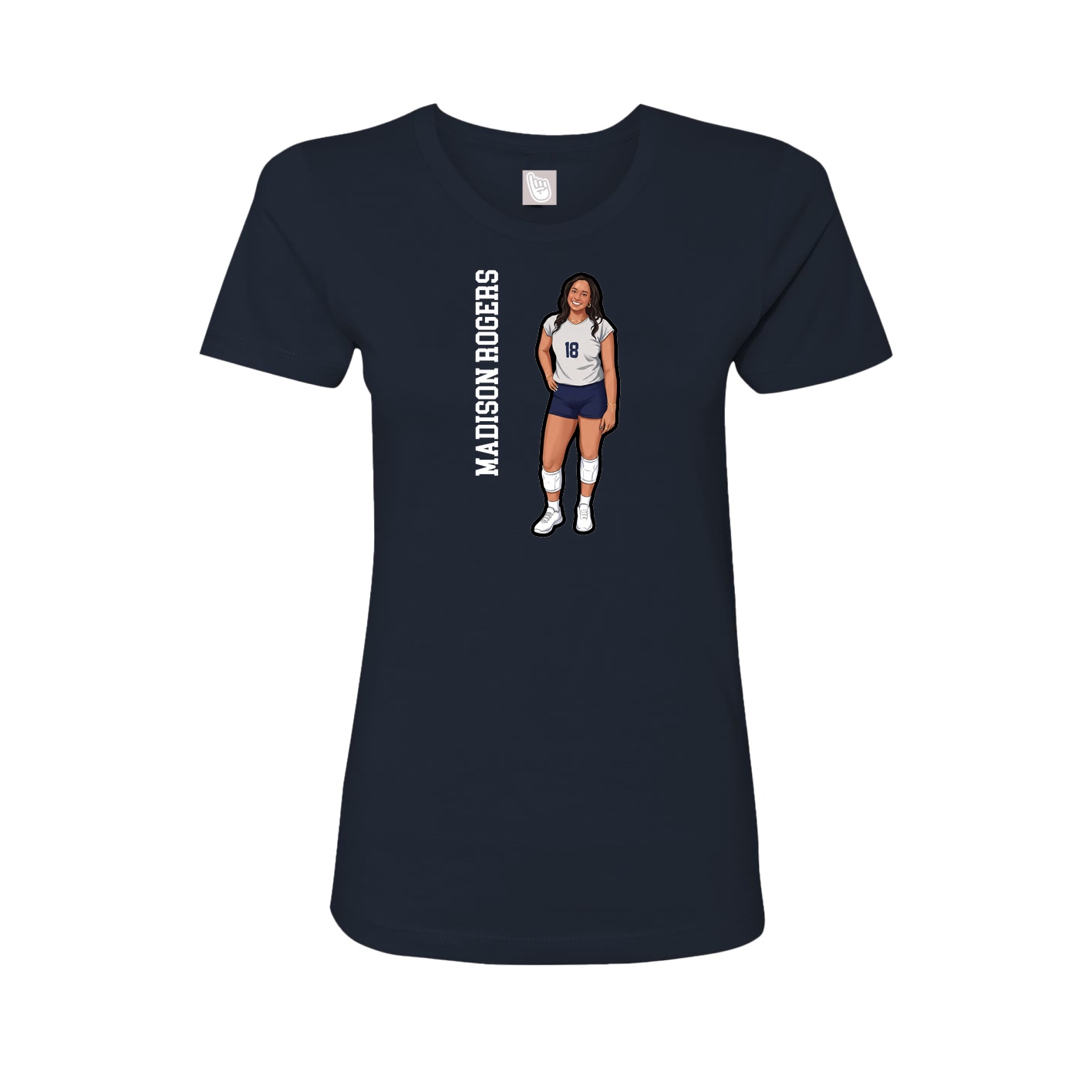 Fitted Women's Tee — Name Vertical in Navy