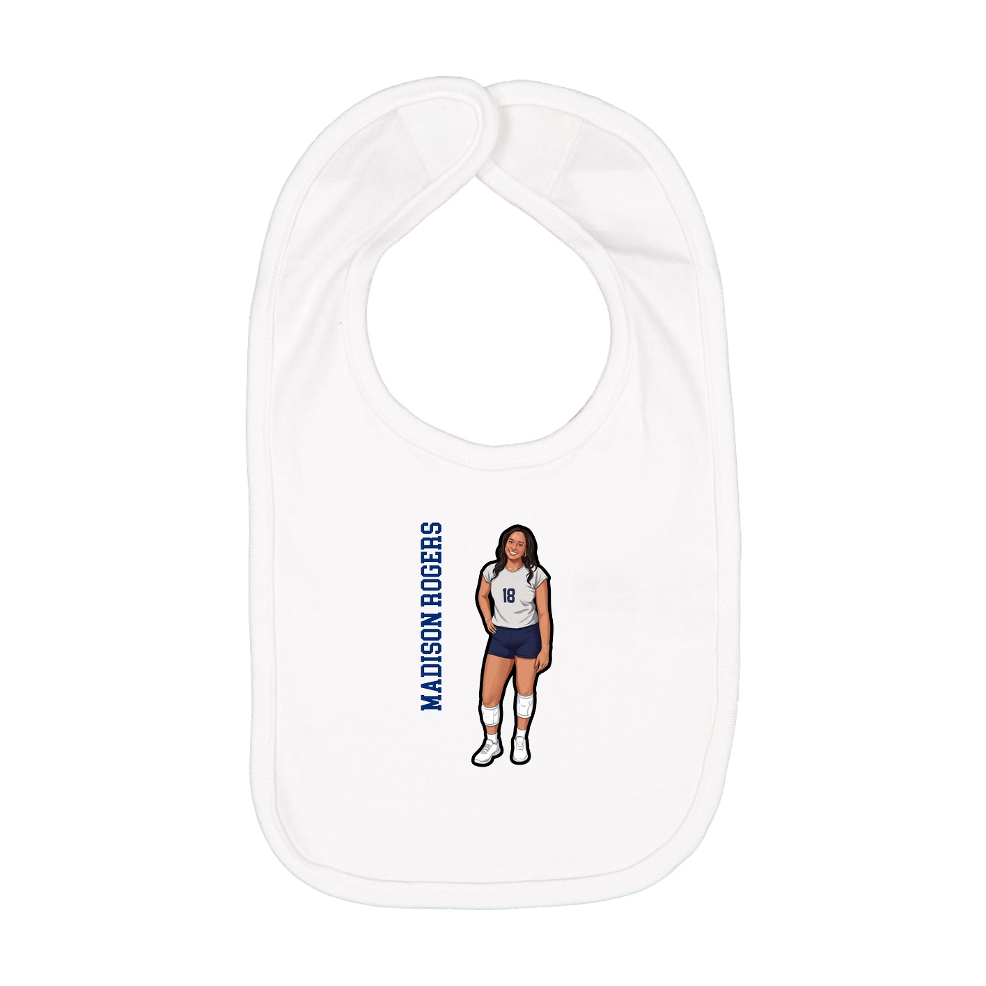 Infant Bib — Name Vertical in White