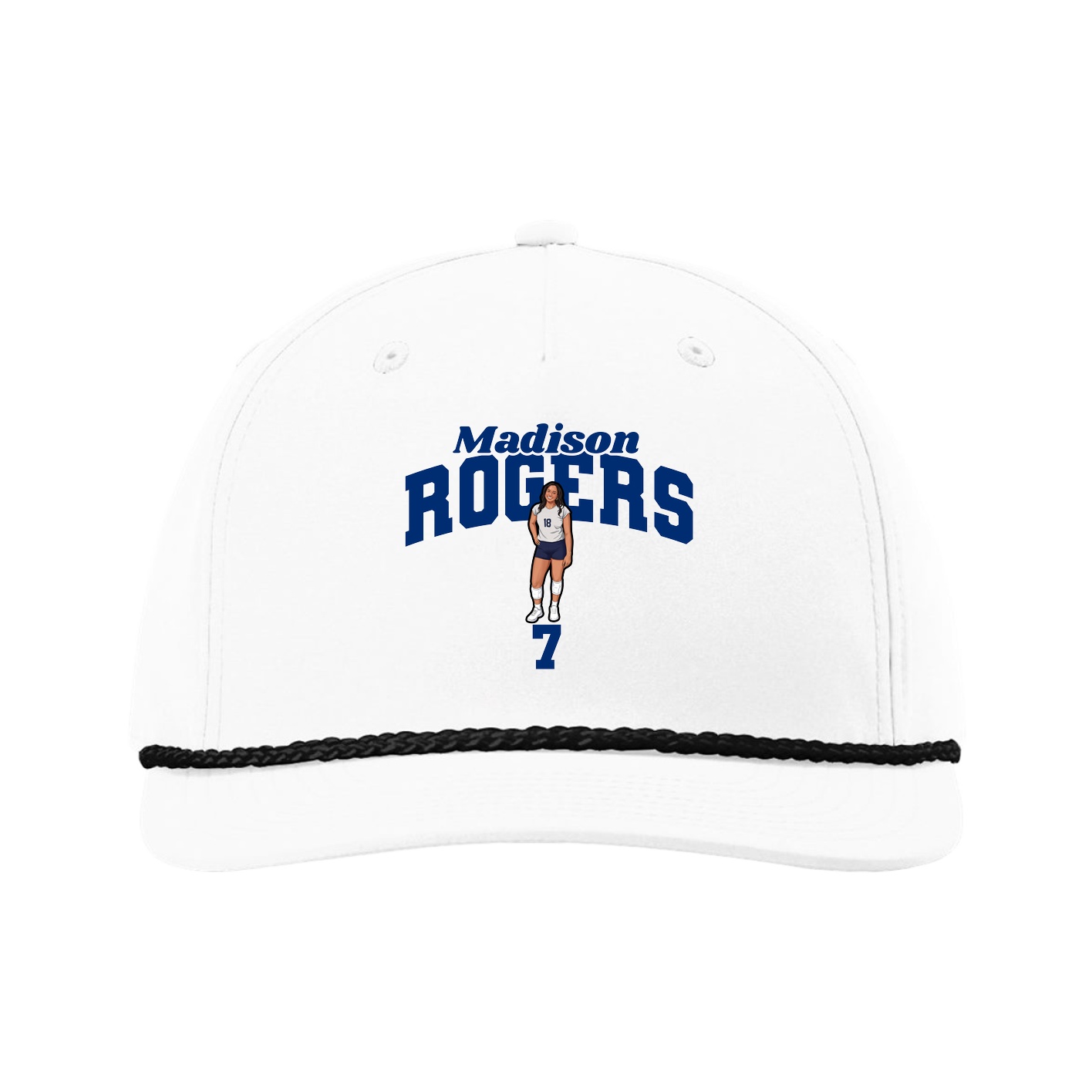 Five-Panel Classic Rope Cap — Signature Arch in White
