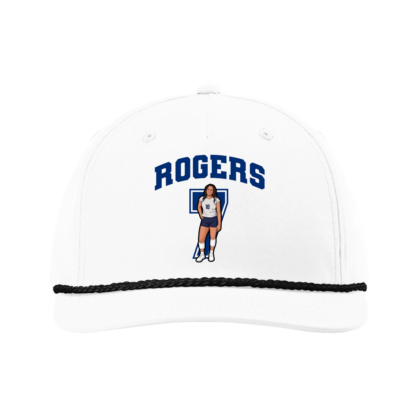Five-Panel Classic Rope Cap — Number in White
