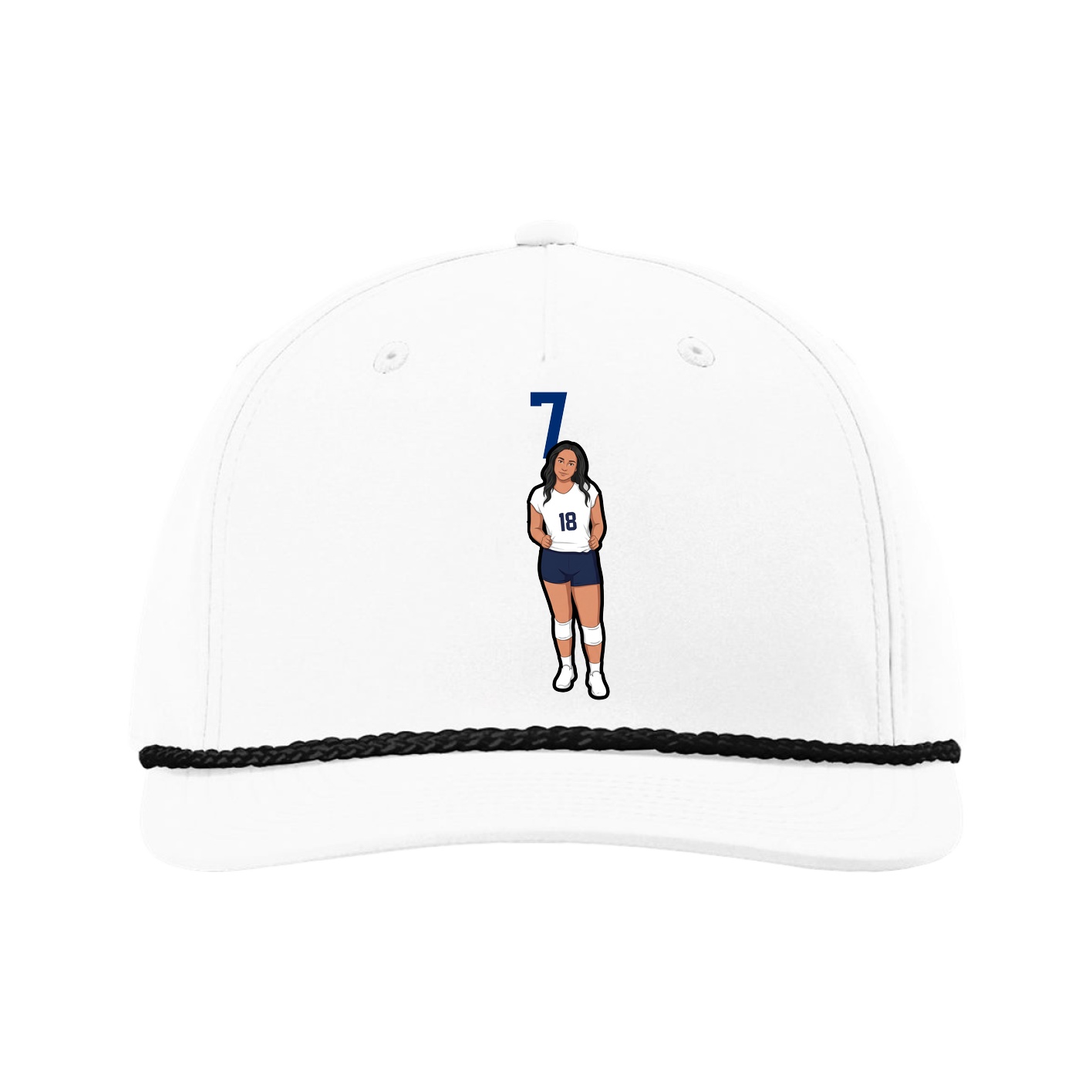 Five-Panel Classic Rope Cap — Number Top in White