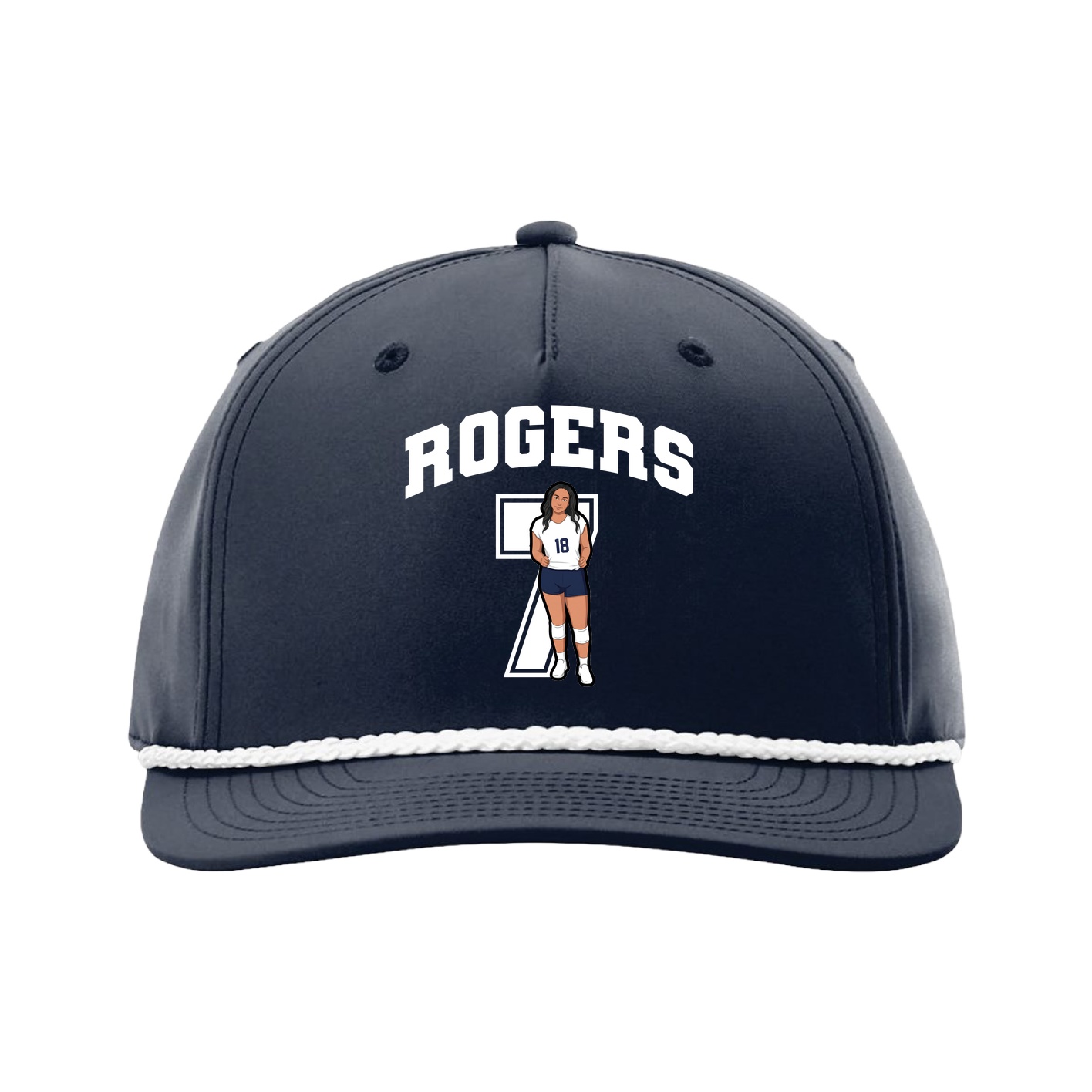 Five-Panel Classic Rope Cap — Number in Navy
