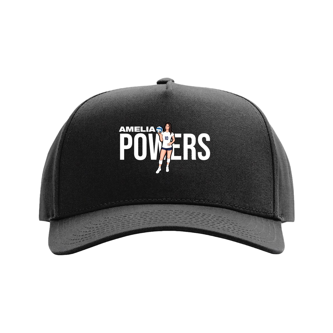 Full Fabric Five-Panel Champ Cap — Player Name in Black