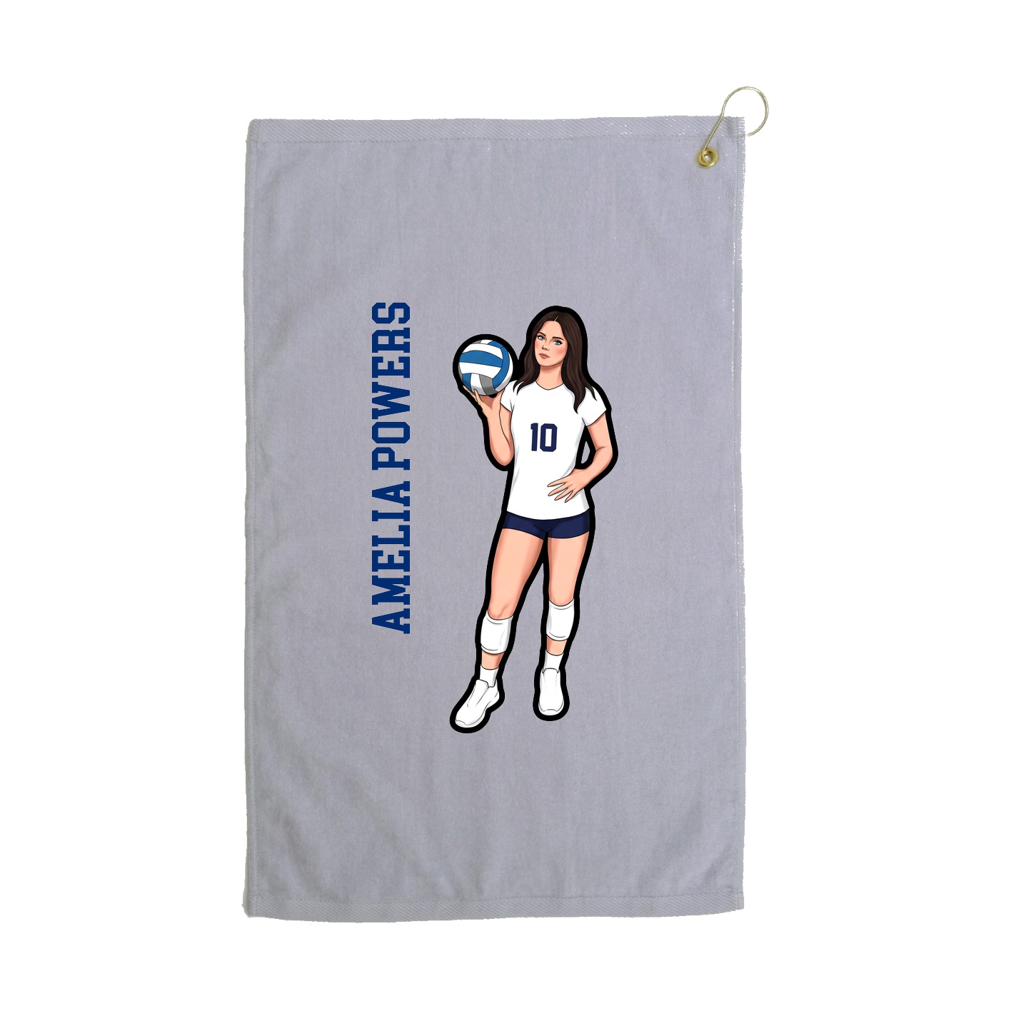 Golf Towel — Name Vertical in Grey