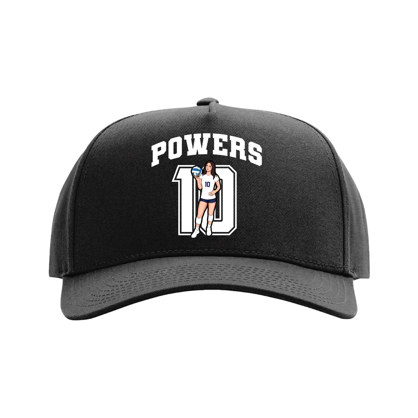 Full Fabric Five-Panel Champ Cap — Number in Black