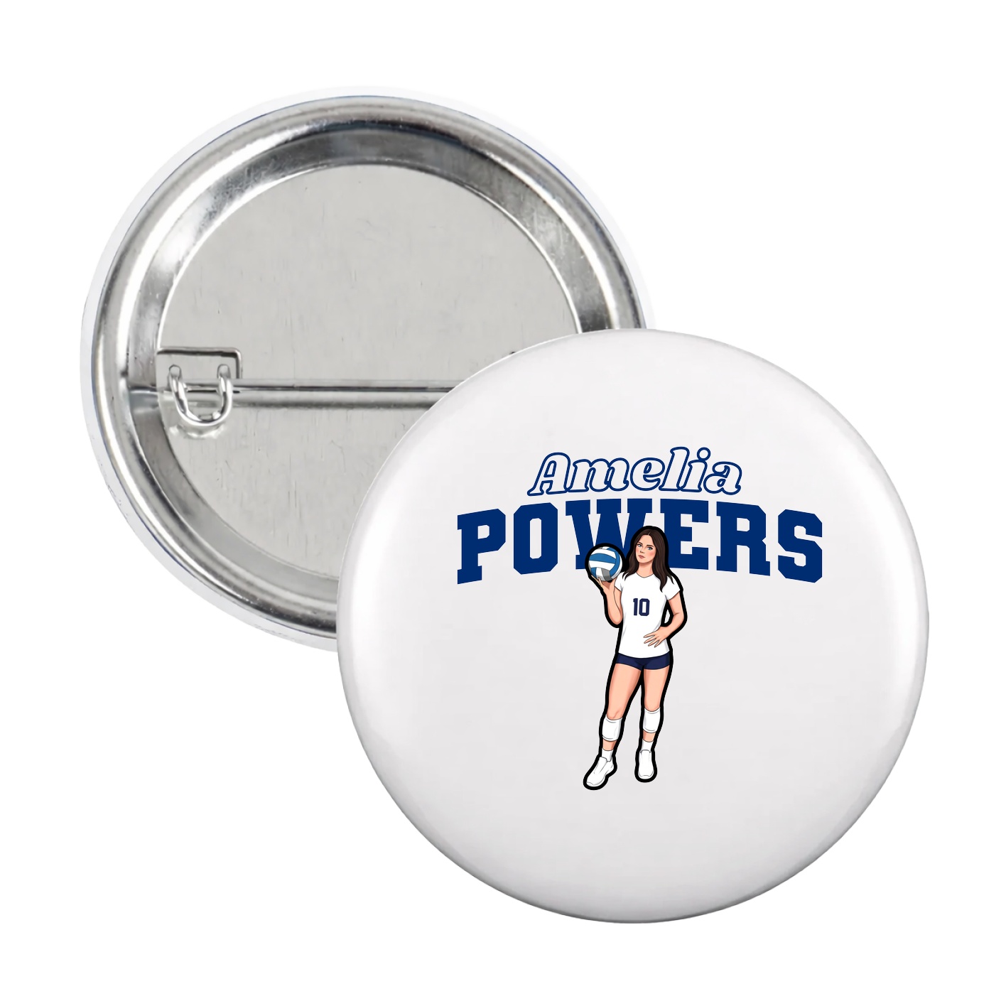 Game Day Button — Name Arch in White
