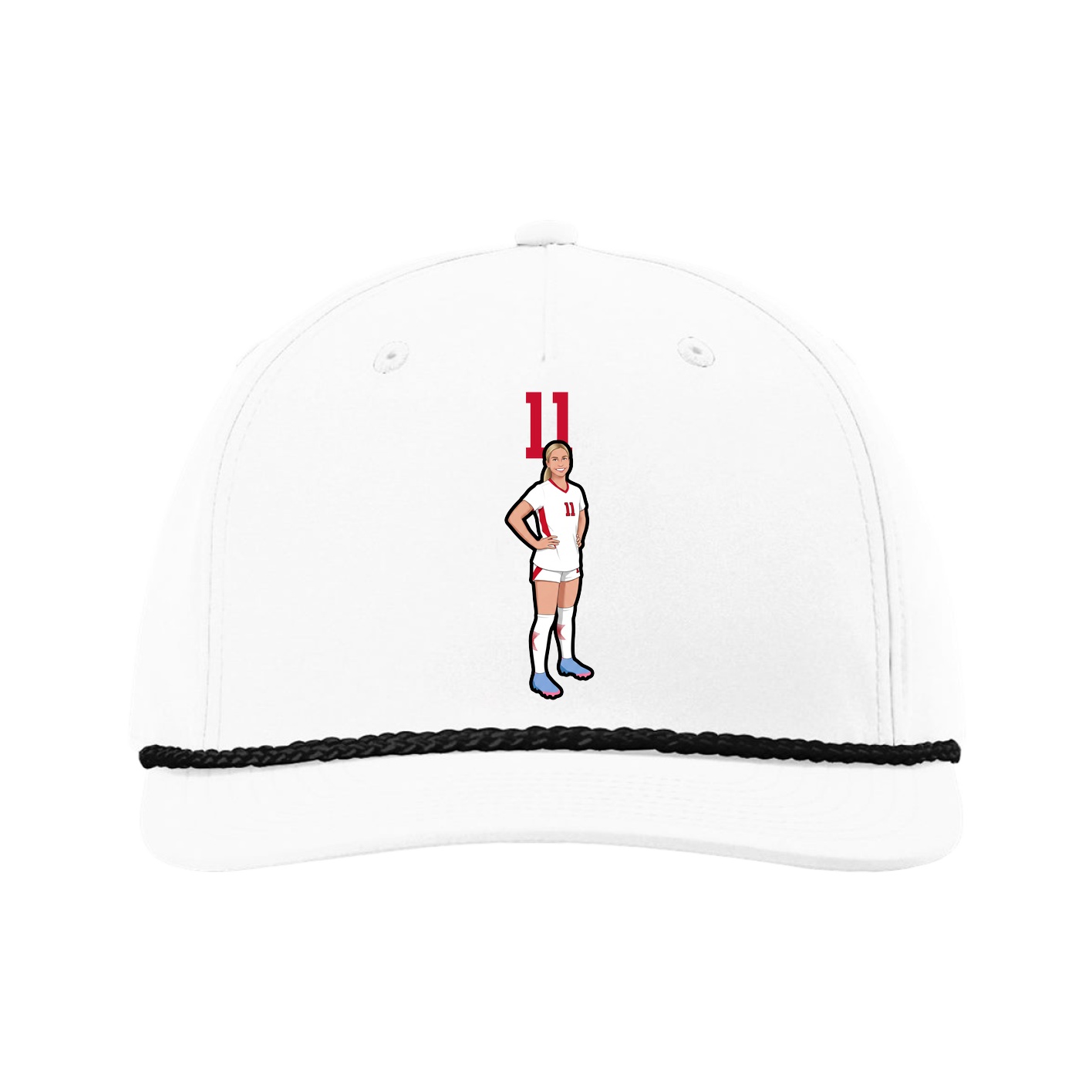 Five-Panel Classic Rope Cap — Number Top in White