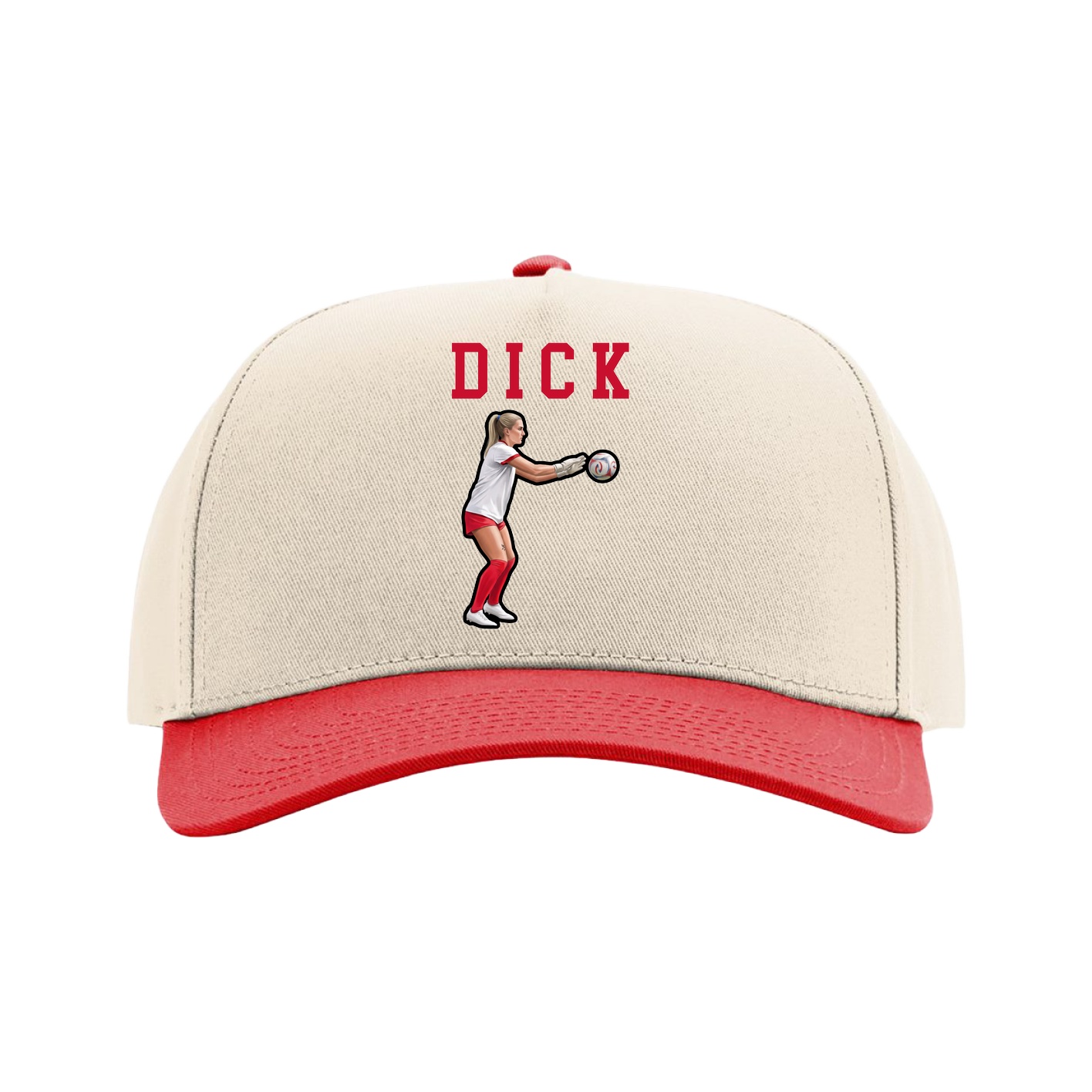 Full Fabric Five-Panel Champ Cap — Shirsey in Cream/Red