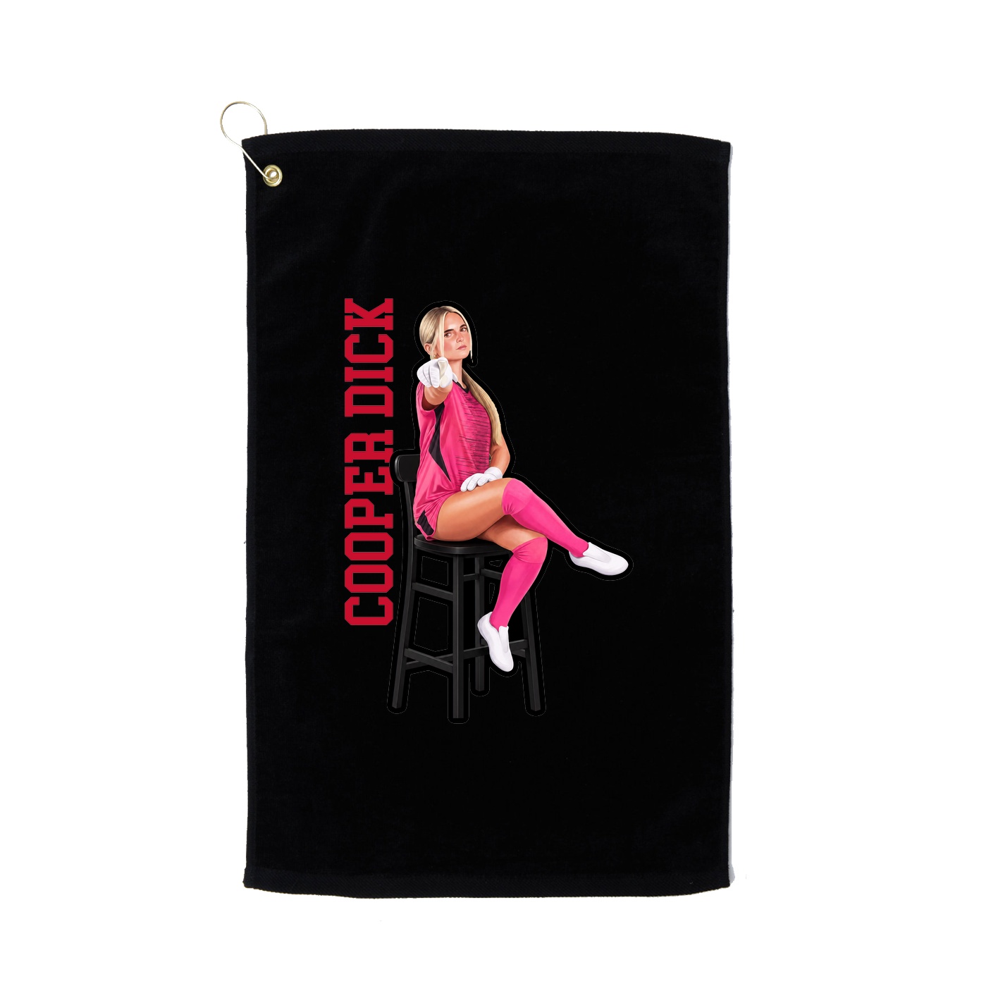 Golf Towel — Name Vertical in Black