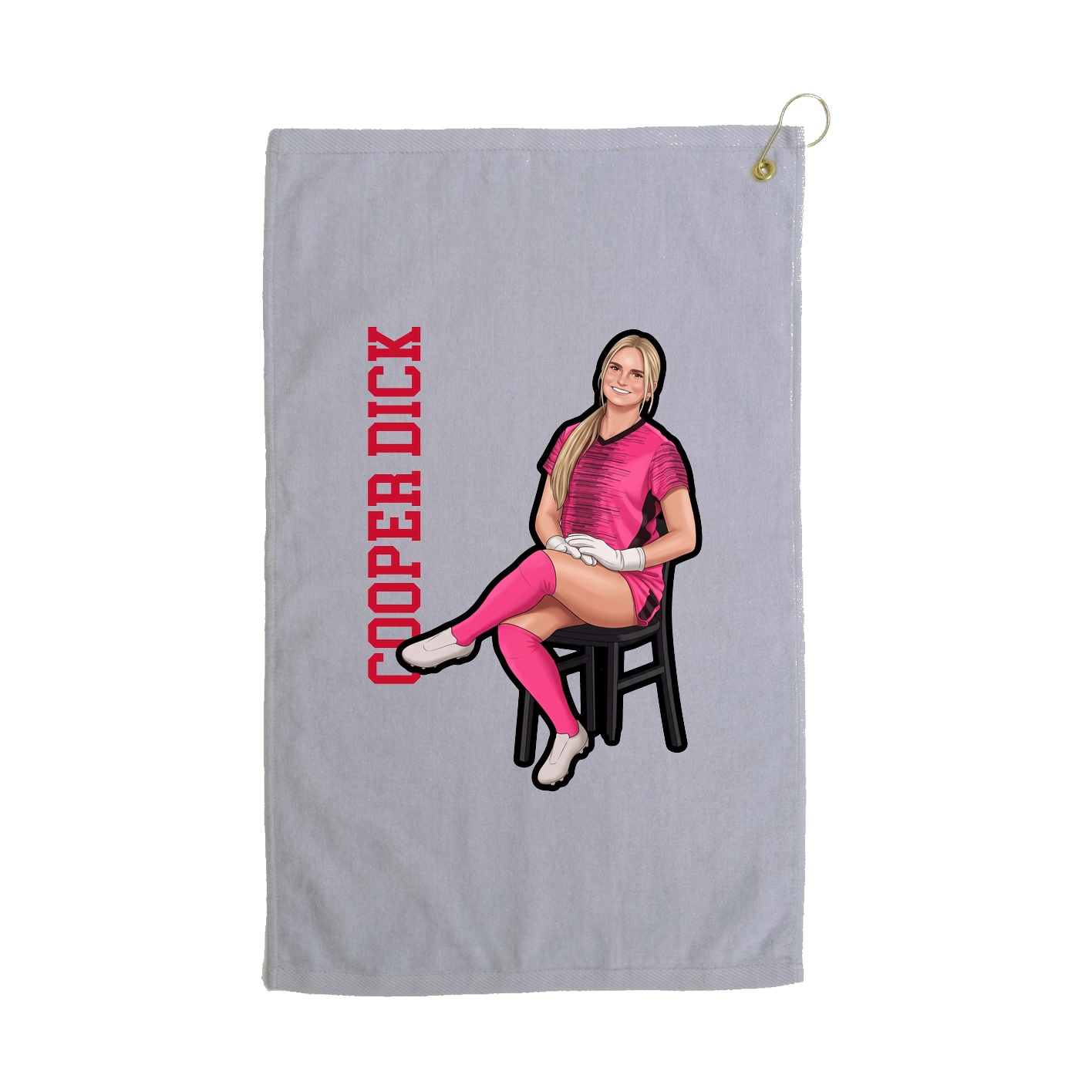 Golf Towel — Name Vertical in Grey