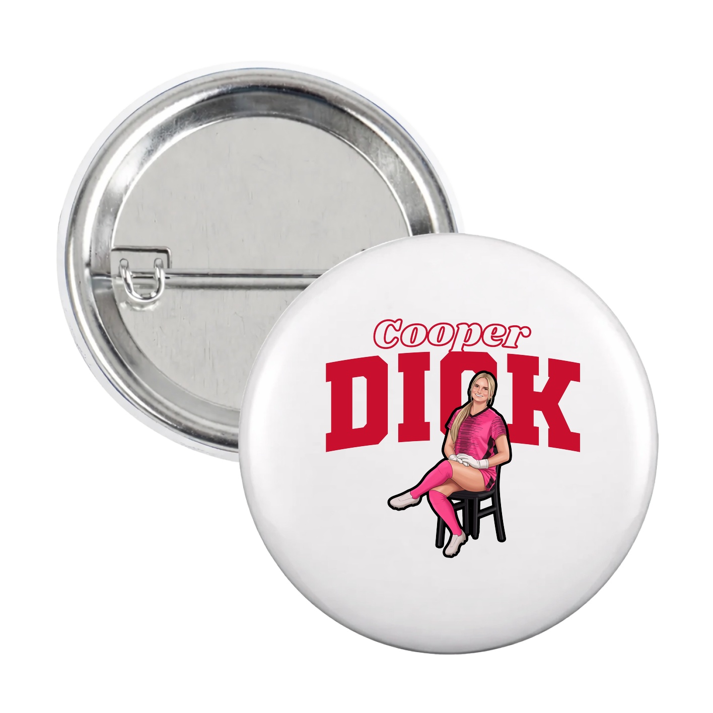 Game Day Button — Name Arch in White