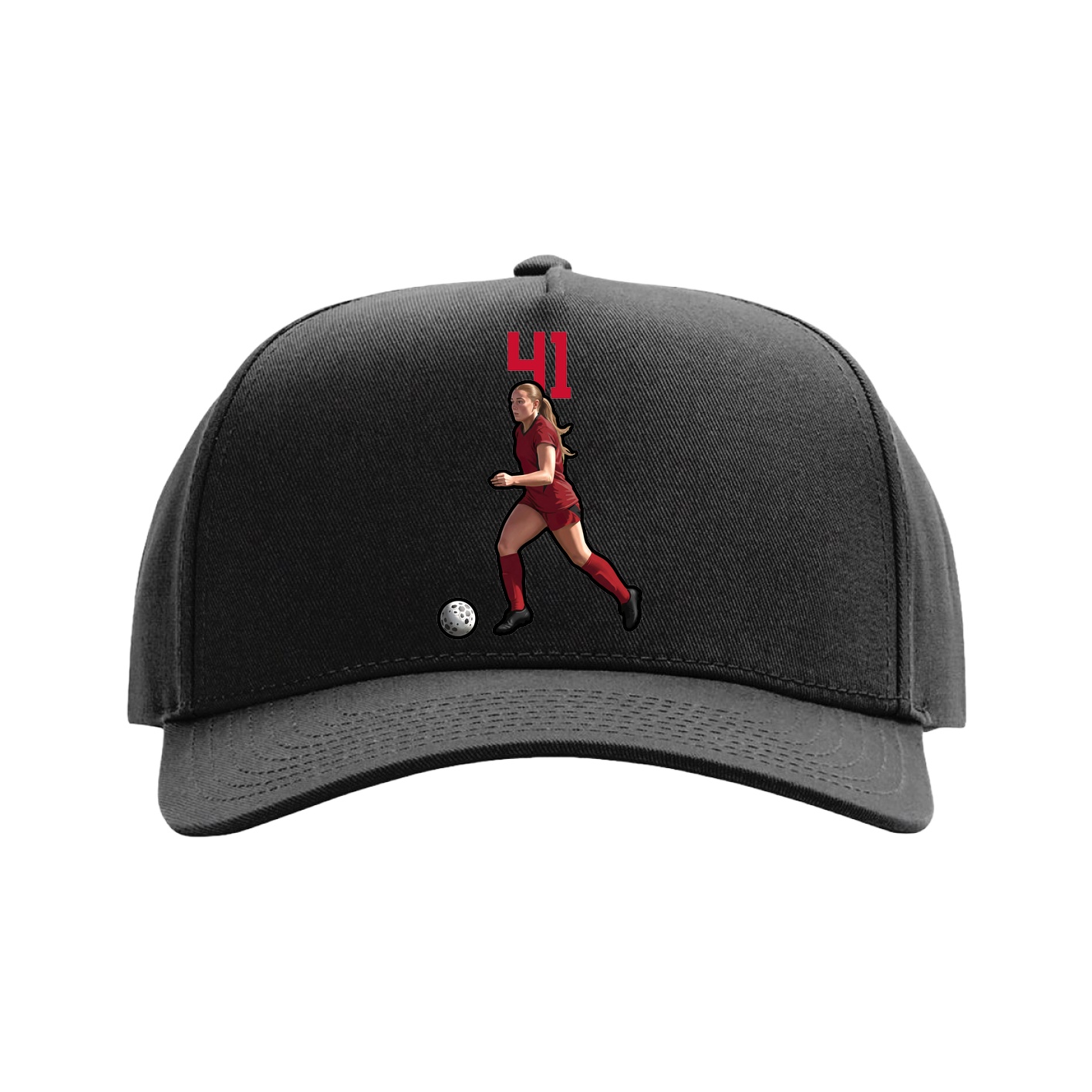 Full Fabric Five-Panel Champ Cap — Number Top in Black