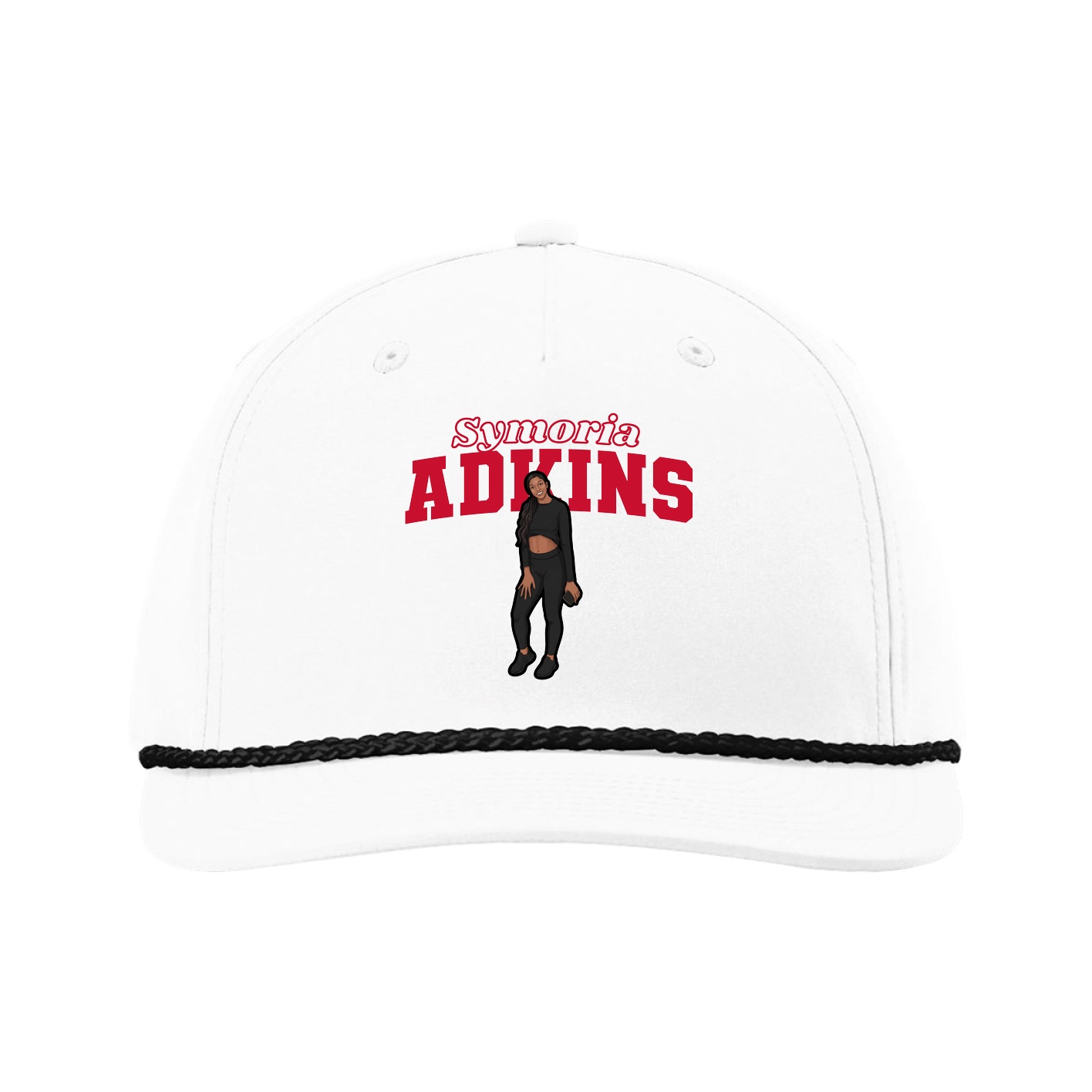 Five-Panel Classic Rope Cap — Name Arch in White