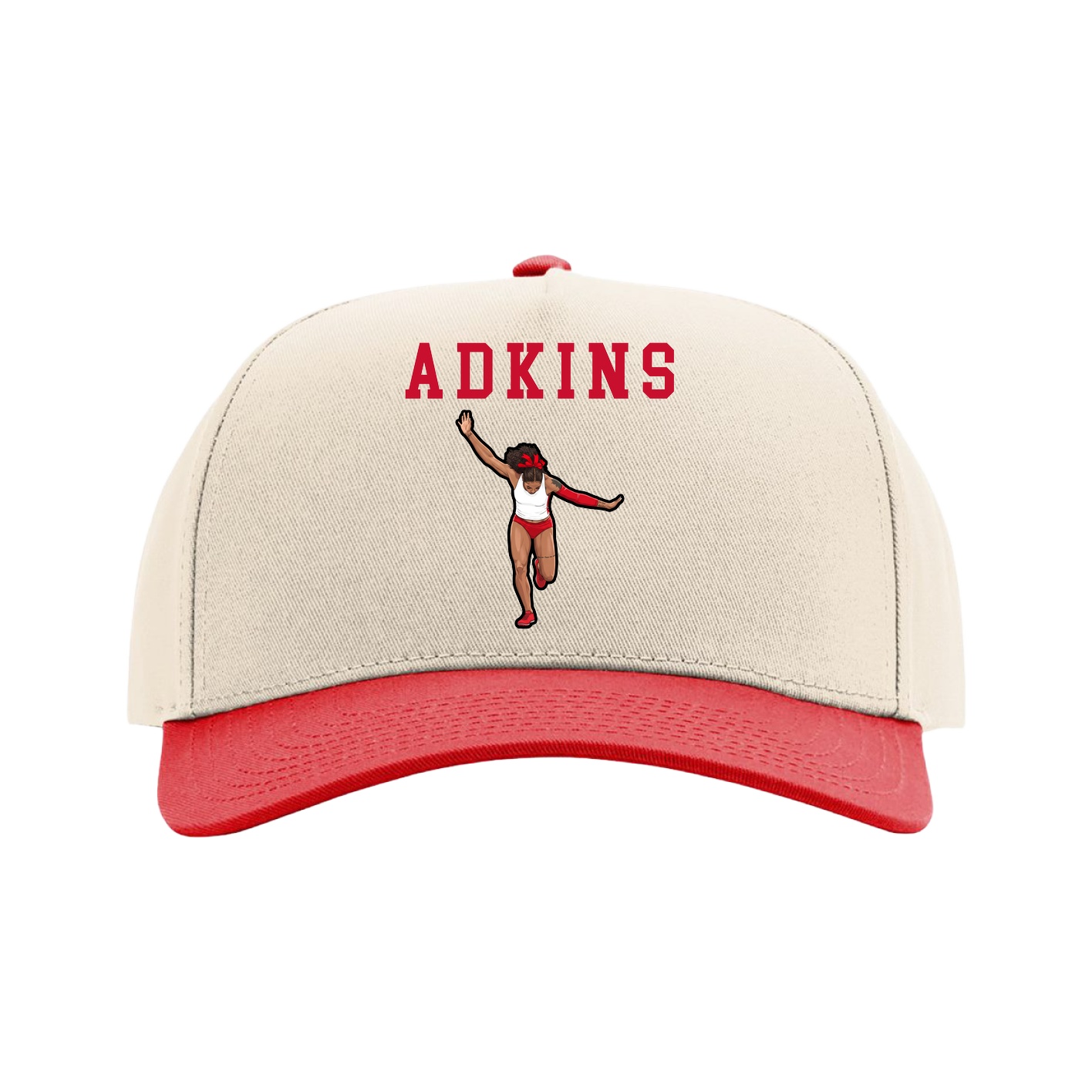 Full Fabric Five-Panel Champ Cap — Shirsey in Cream/Red
