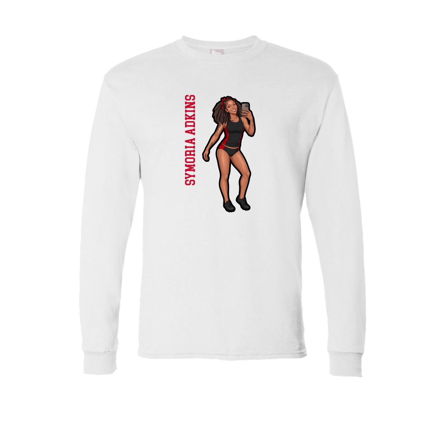 Long Sleeve Tee — Name Vertical in White