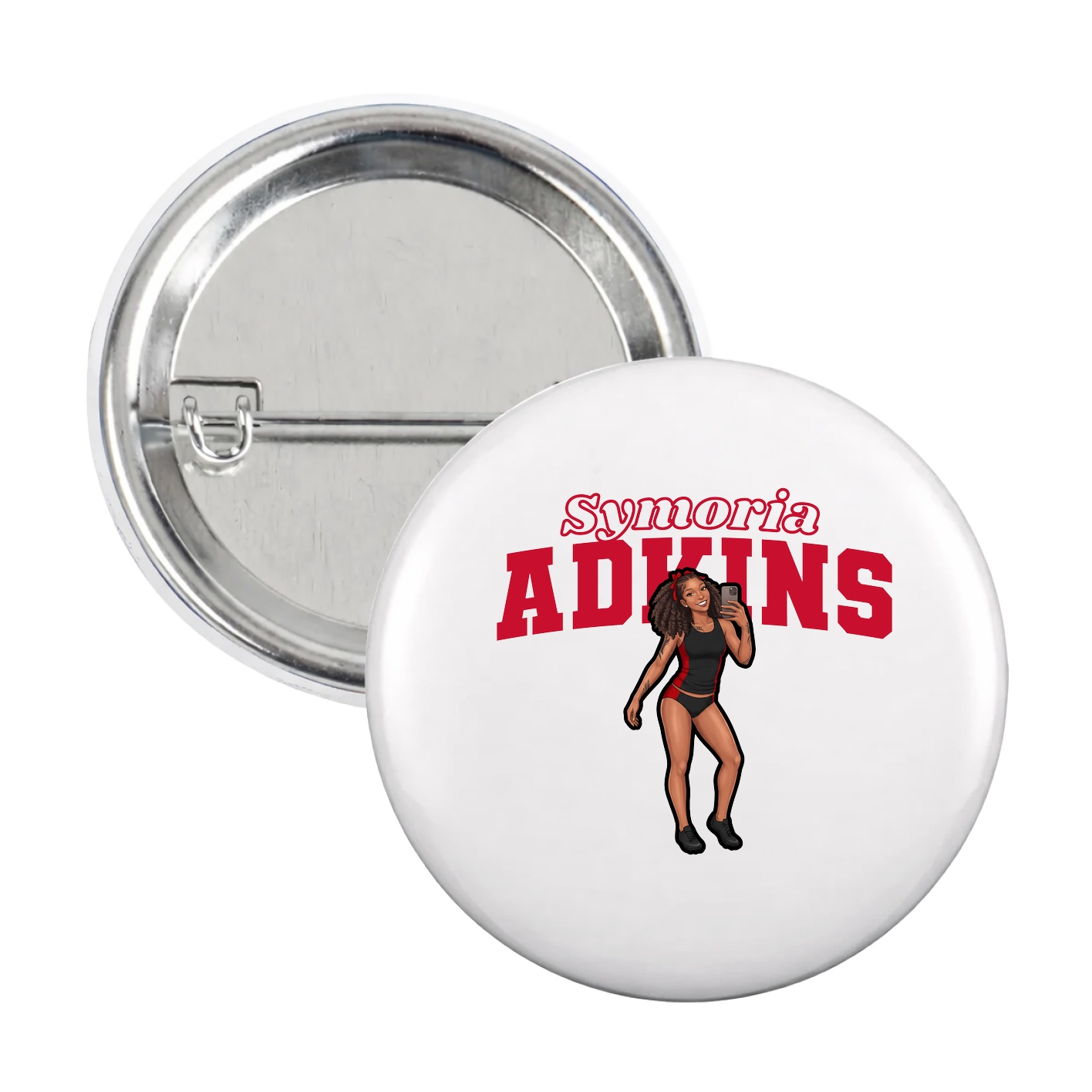 Game Day Button — Name Arch in White