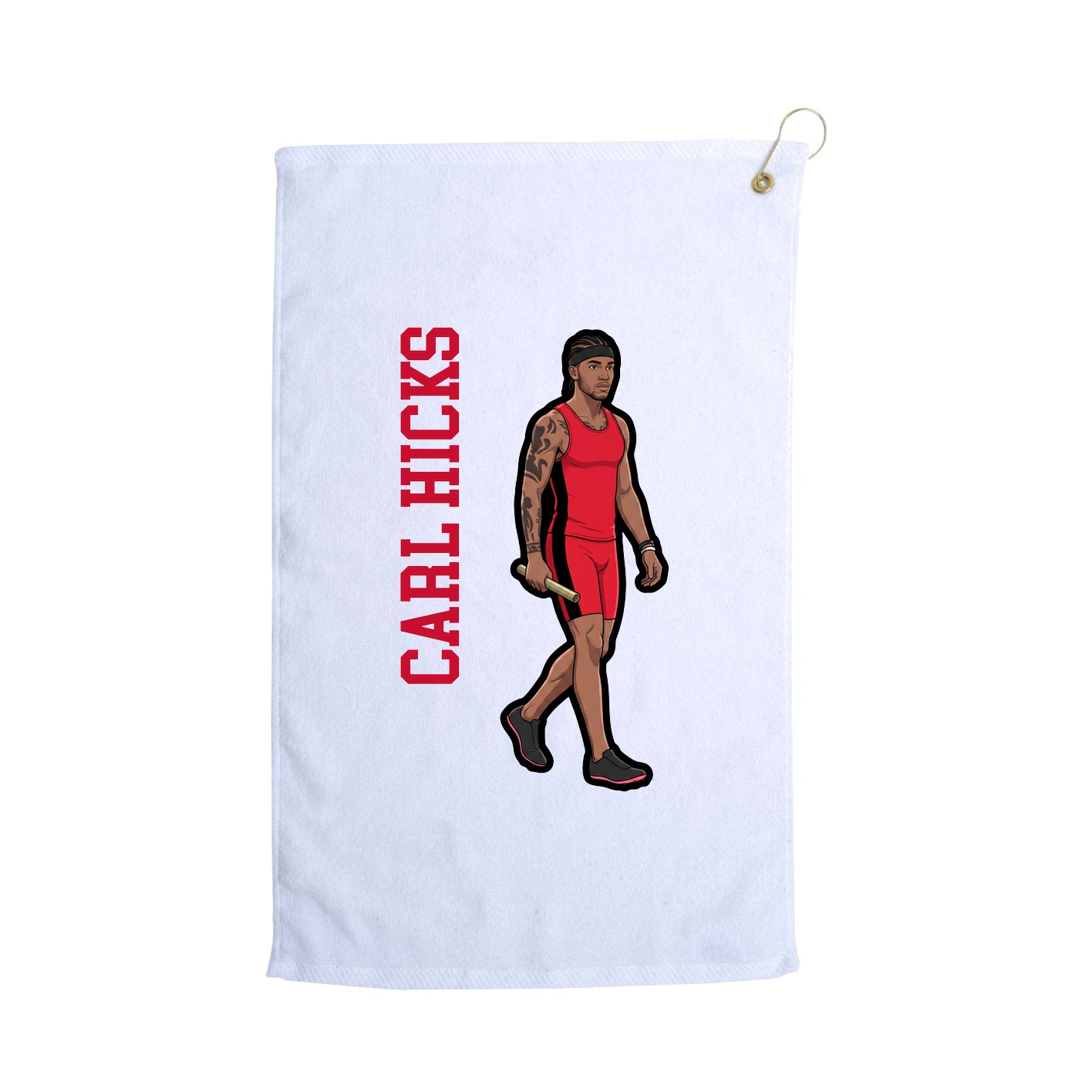 Golf Towel — Name Vertical in White