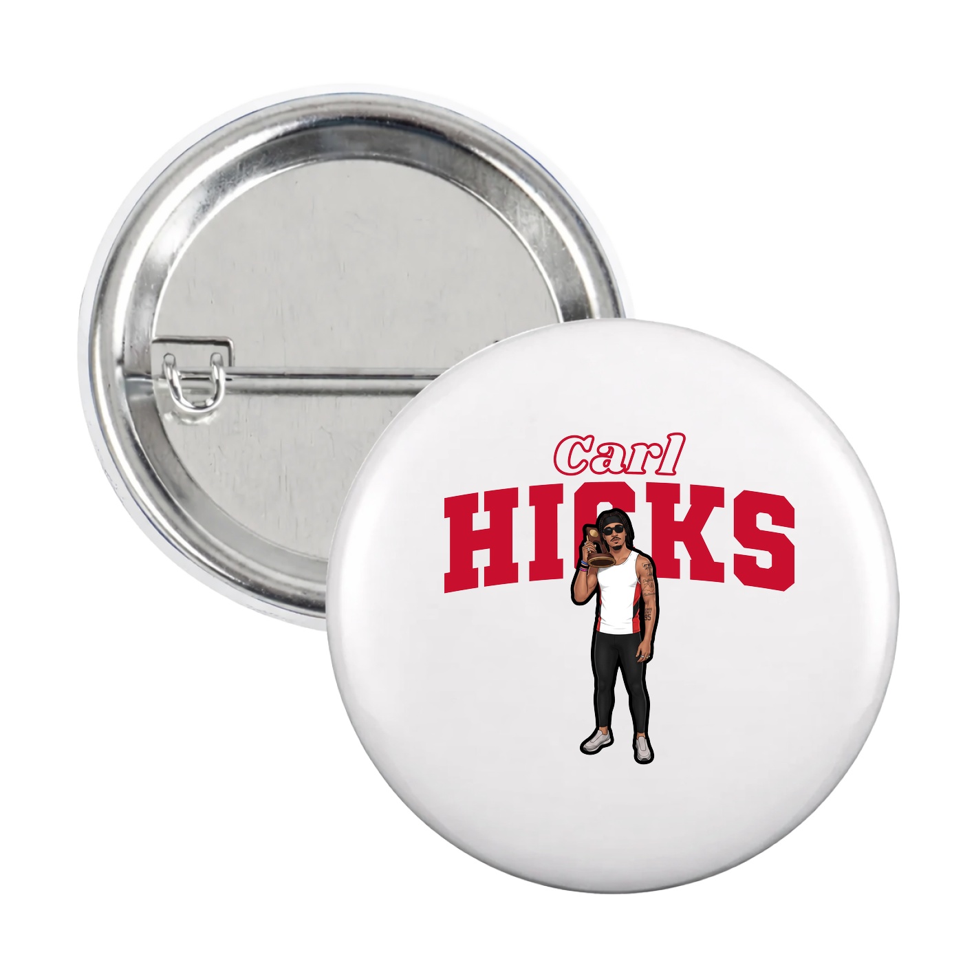 Game Day Button — Name Arch in White