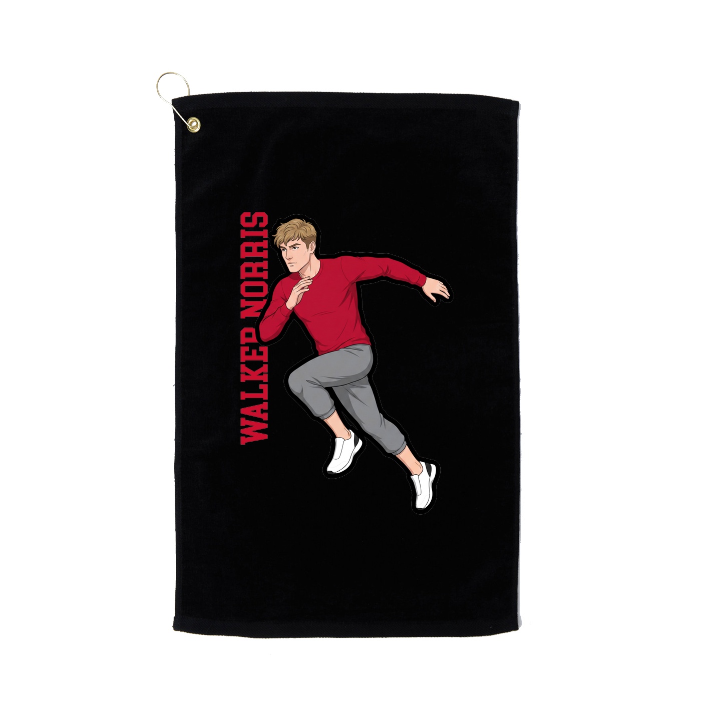 Golf Towel — Name Vertical in Black