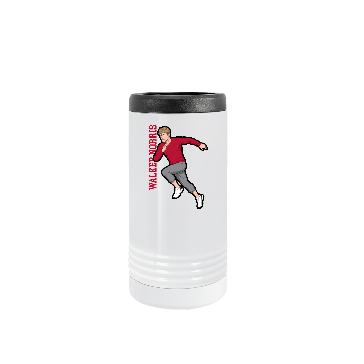 Slim Beverage Holder — Name Vertical in White