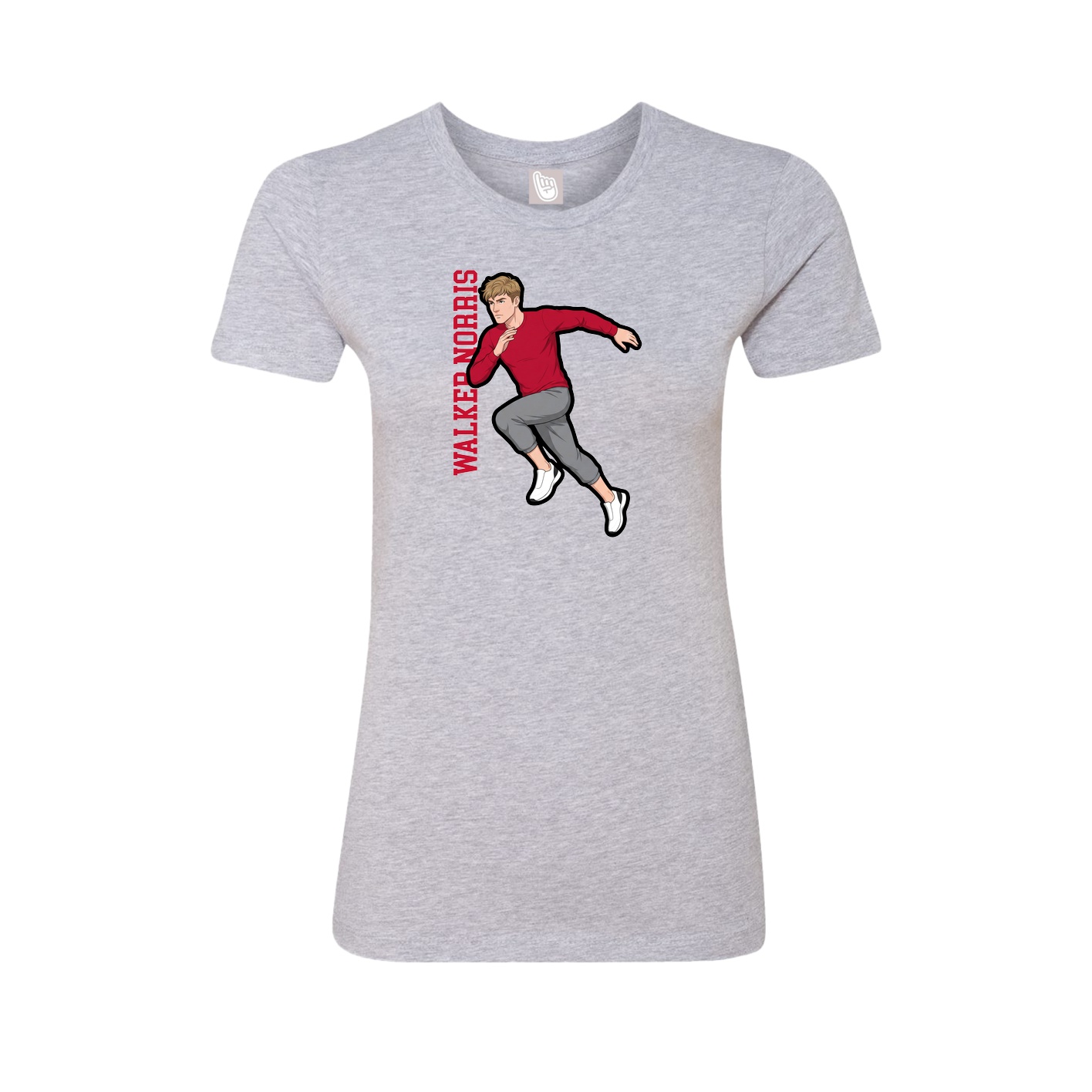 Fitted Women's Tee — Name Vertical in Grey