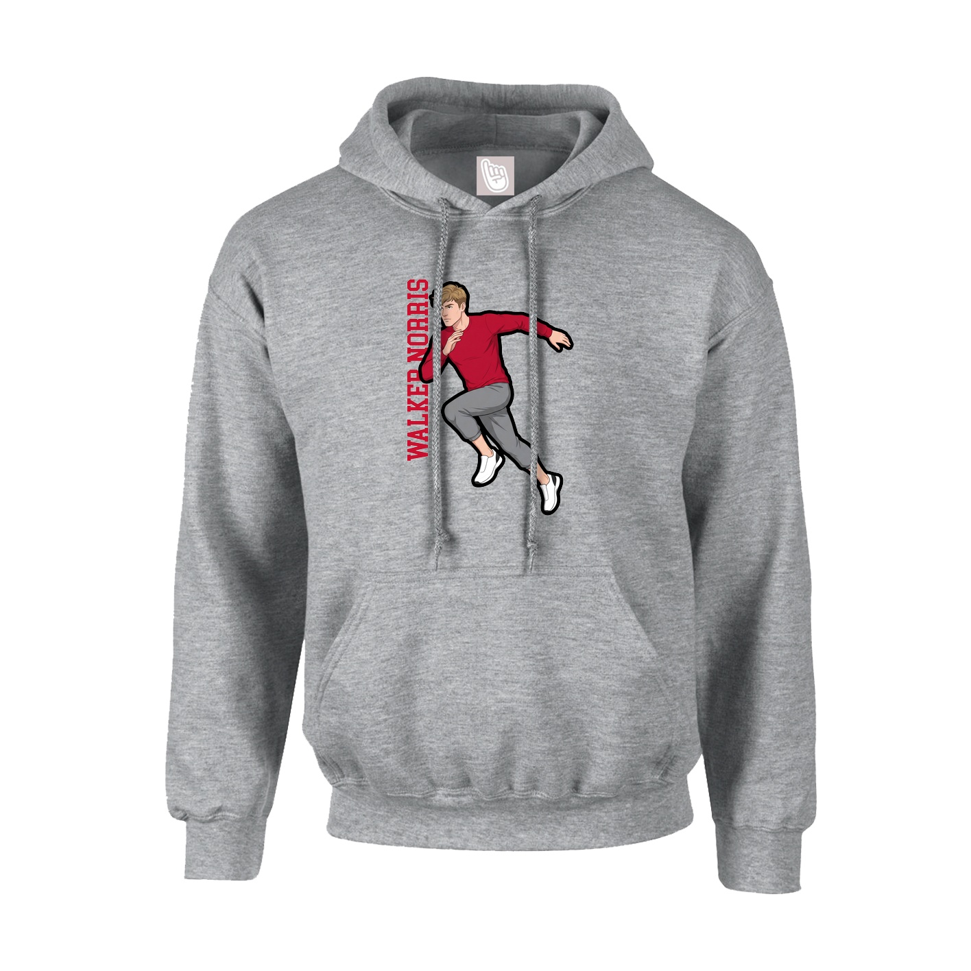 Hoodie — Name Vertical in Grey