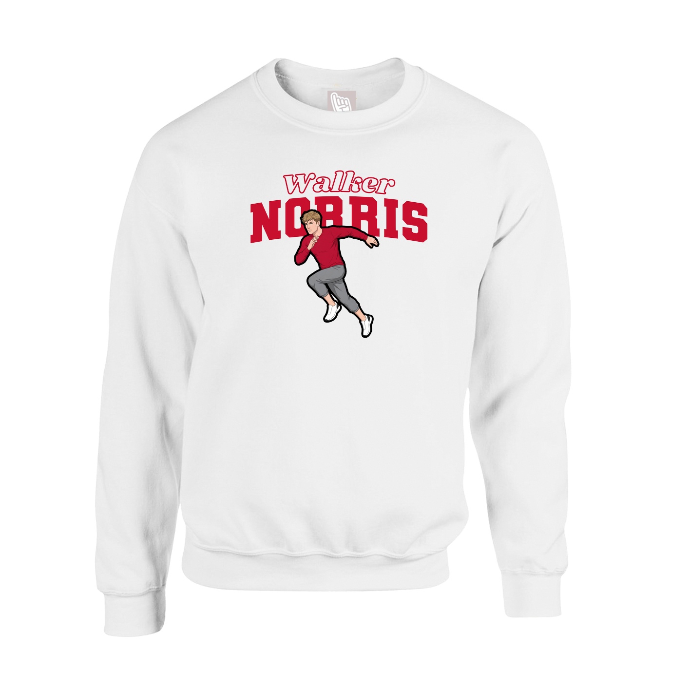 Fleece Crew — Name Arch in White